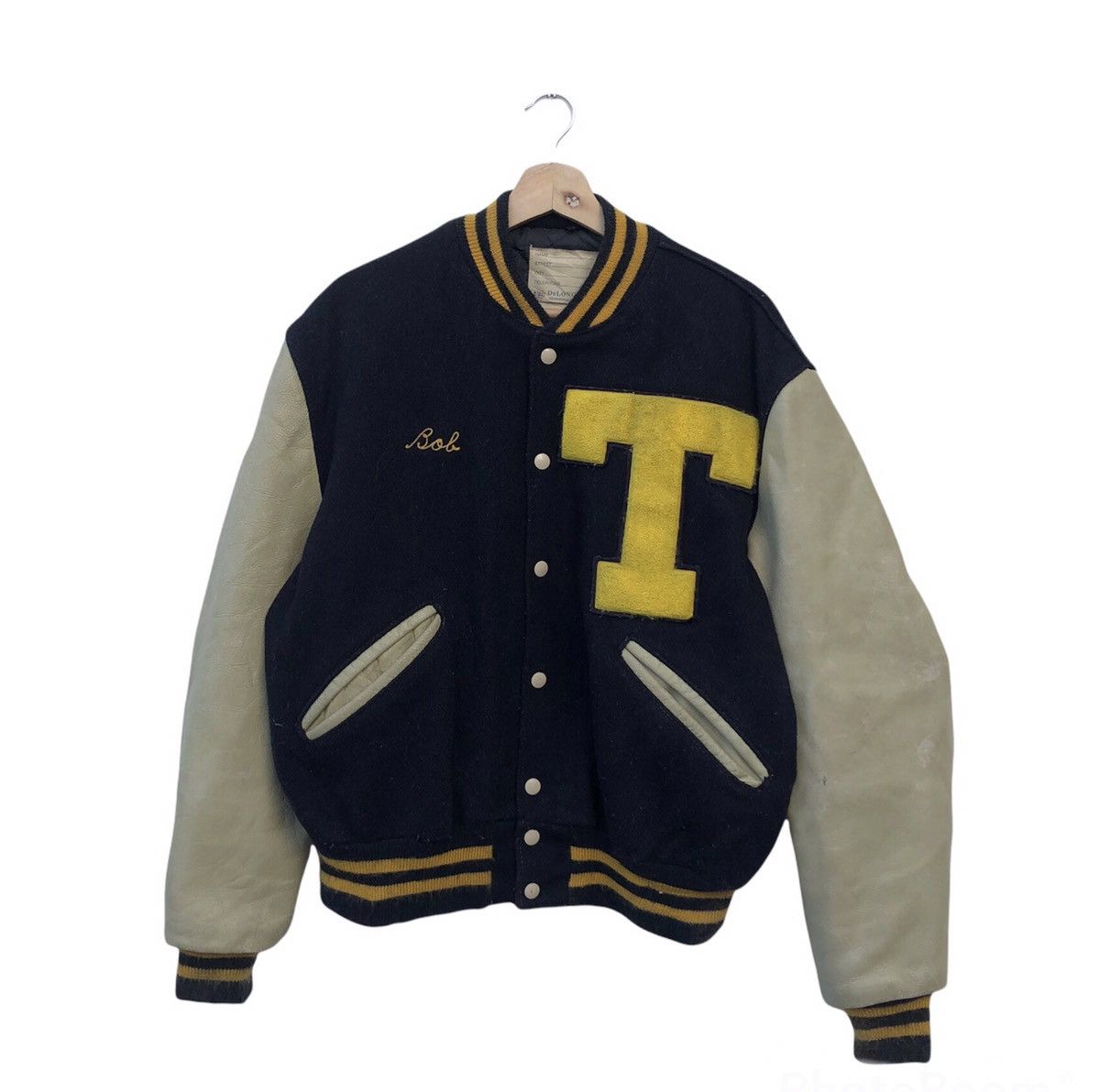 Japanese Brand VINTAGE VARSITY JACKET DELONG EMBROIDERED BIG LOGO Size US M / EU 48-50 / 2 - 1 Thumbnail