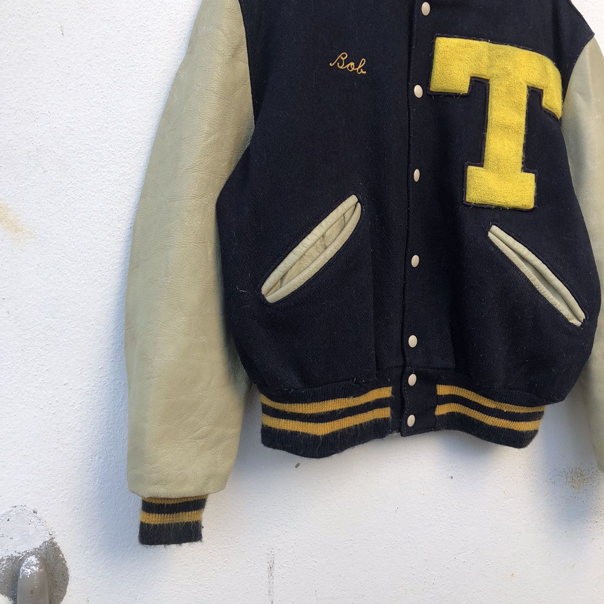 Japanese Brand VINTAGE VARSITY JACKET DELONG EMBROIDERED BIG LOGO Size US M / EU 48-50 / 2 - 5 Thumbnail