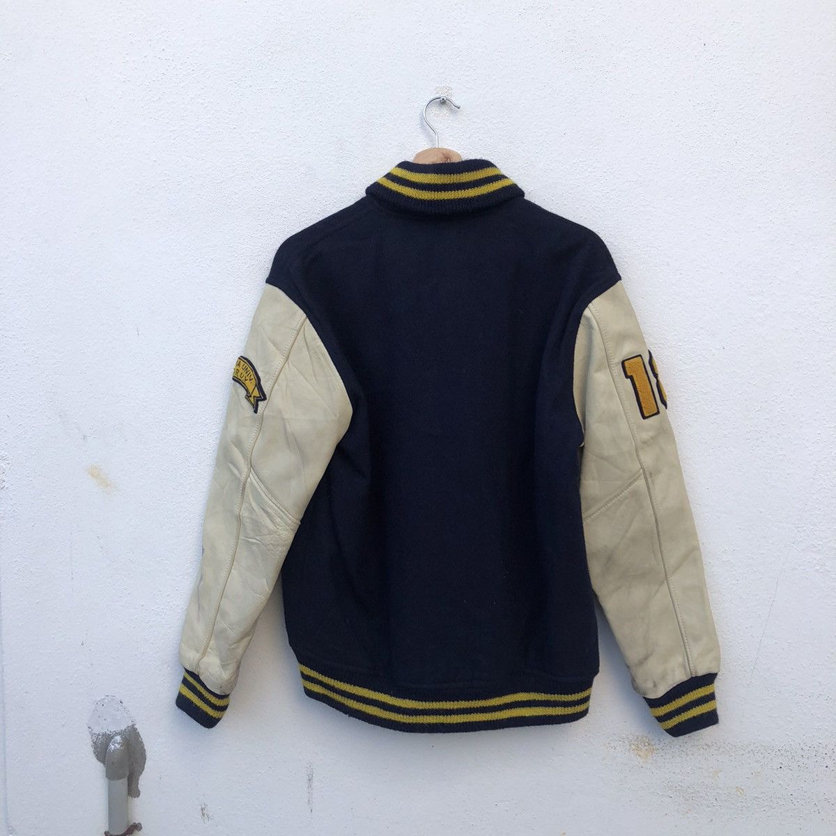 Japanese Brand VINTAGE VARSITY JACKET QB CLUB BIG LOGO LEATHER HANDLING Size US L / EU 52-54 / 3 - 10 Thumbnail