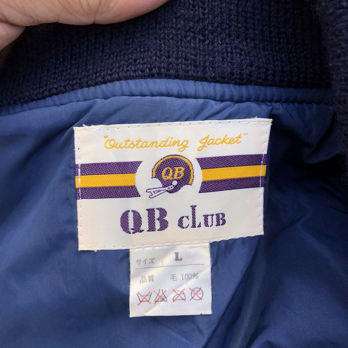 Japanese Brand VINTAGE VARSITY JACKET QB CLUB BIG LOGO LEATHER HANDLING Size US L / EU 52-54 / 3 - 11 Thumbnail