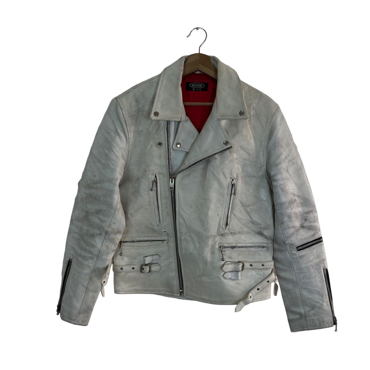 Japanese Brand VINTAGE HORN DOUBLE BREAST LEATHER JACKET RACER WEAR Size US L / EU 52-54 / 3 - 1 Thumbnail