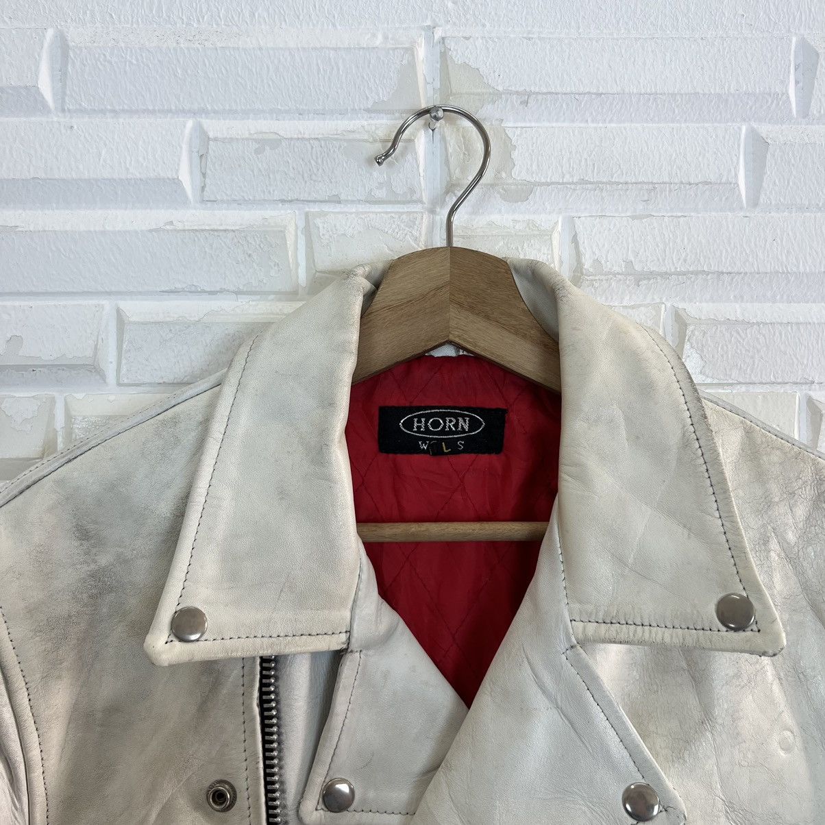 Japanese Brand VINTAGE HORN DOUBLE BREAST LEATHER JACKET RACER WEAR Size US L / EU 52-54 / 3 - 9 Thumbnail