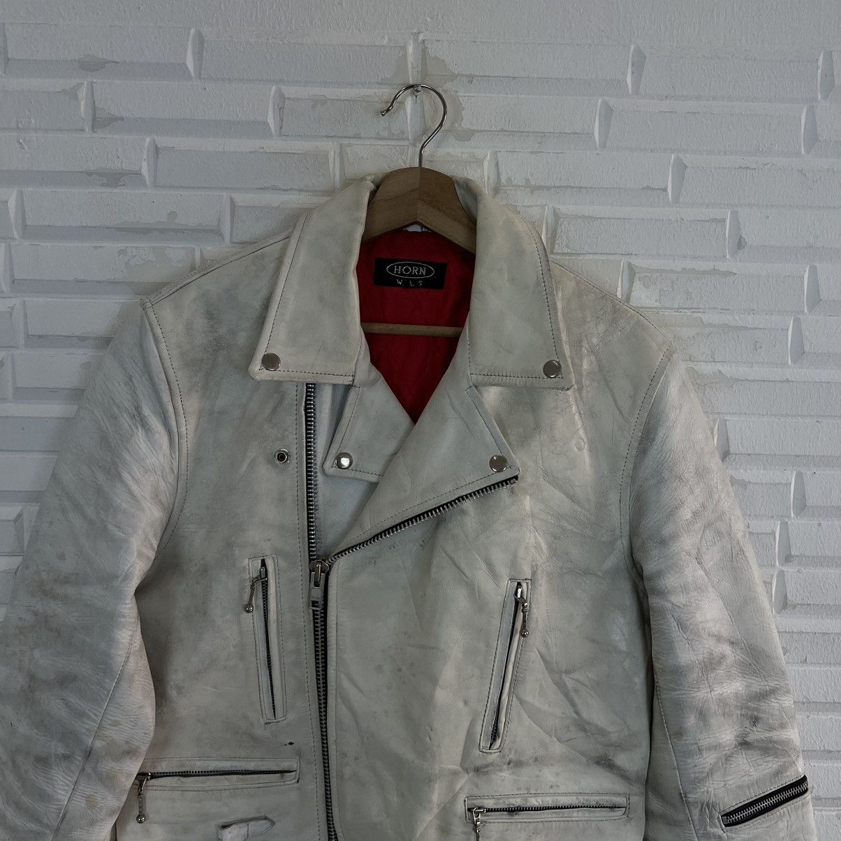 Japanese Brand VINTAGE HORN DOUBLE BREAST LEATHER JACKET RACER WEAR Size US L / EU 52-54 / 3 - 3 Thumbnail