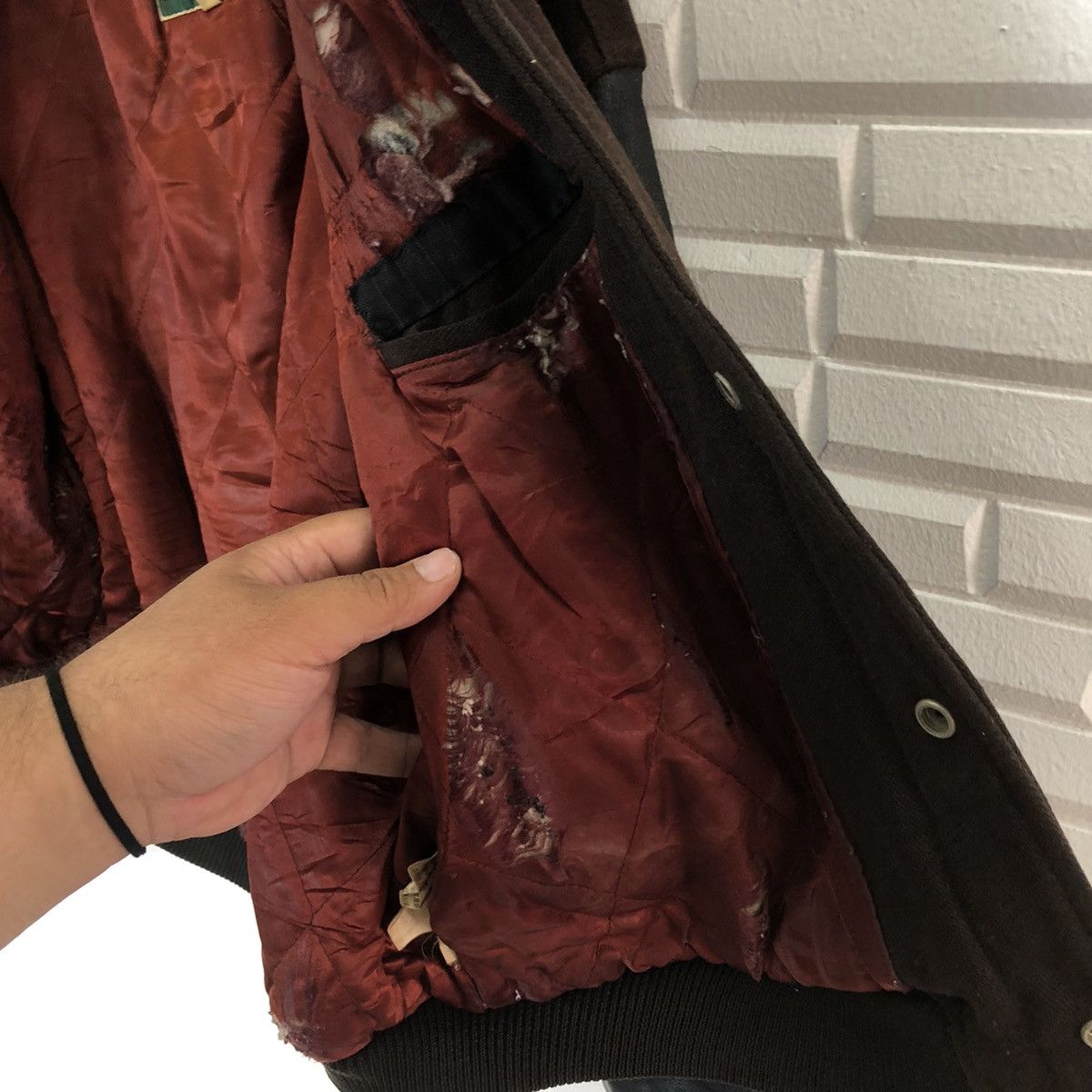 Japanese Brand VINTAGE FANCY BALL BIG LOGO VARSITY JACKET LEATHER HANDLING Size US L / EU 52-54 / 3 - 13 Thumbnail