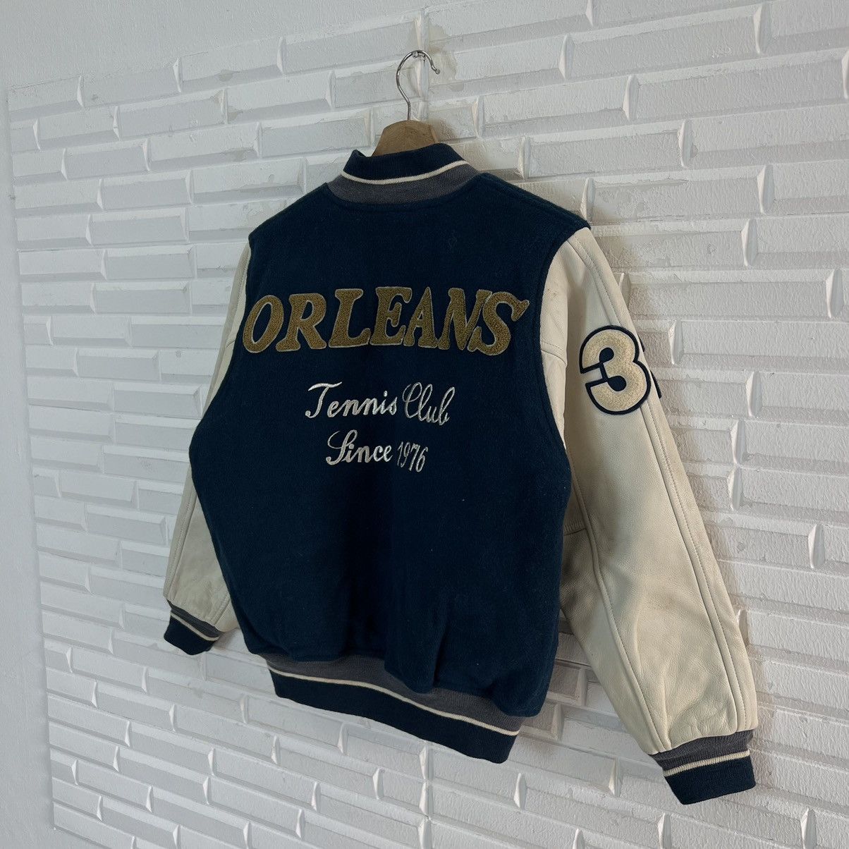 Japanese Brand VINTAGE VARSITY JACKET ORLEANS TENNIS CLUB LEATHER SLEEVE Size US S / EU 44-46 / 1 - 9 Thumbnail