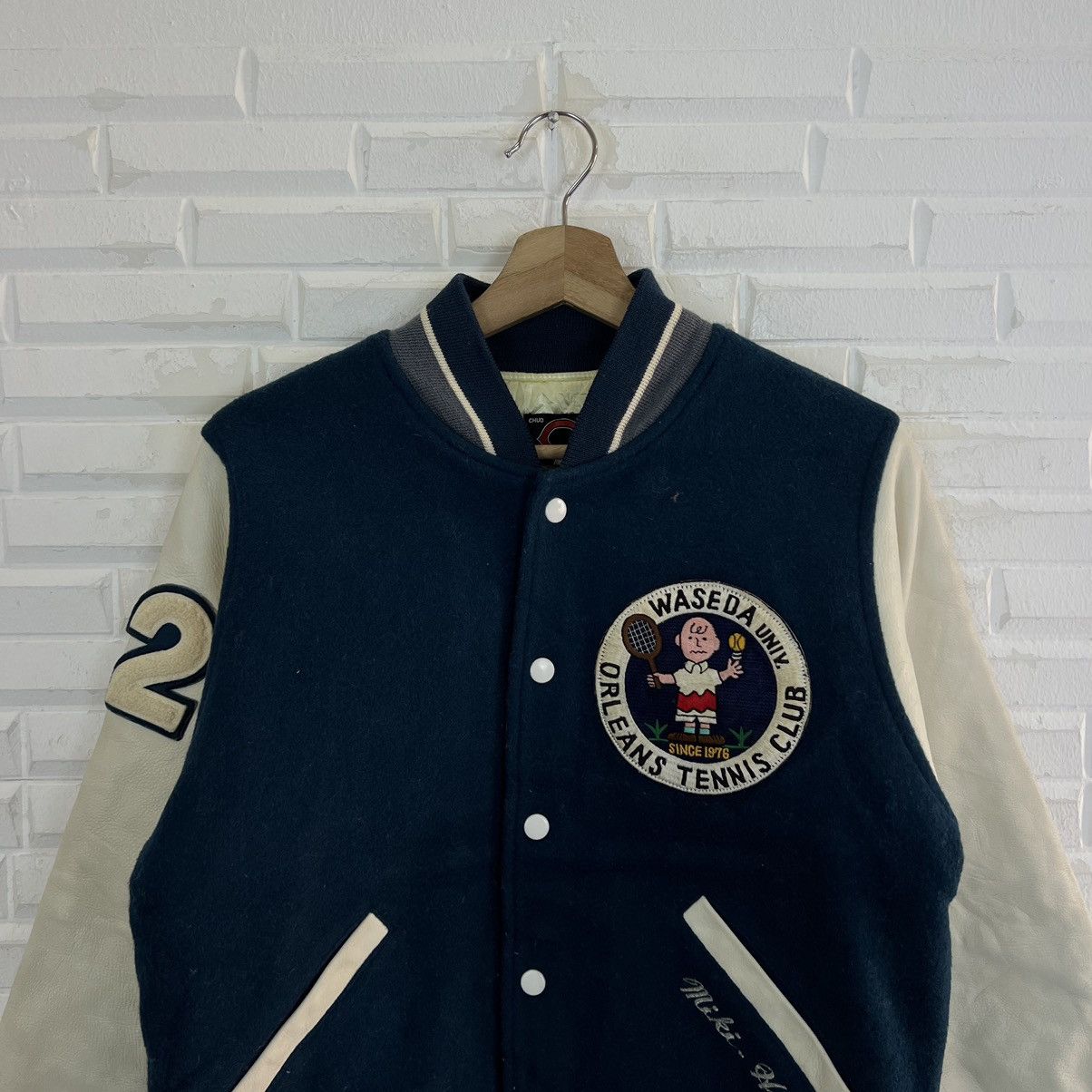 Japanese Brand VINTAGE VARSITY JACKET ORLEANS TENNIS CLUB LEATHER SLEEVE Size US S / EU 44-46 / 1 - 4 Thumbnail