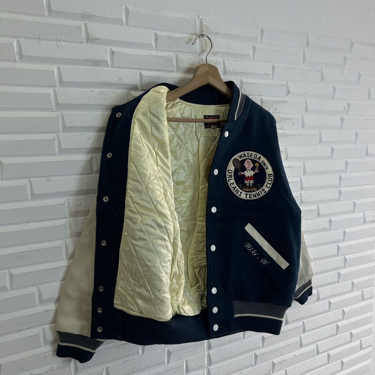 Japanese Brand VINTAGE VARSITY JACKET ORLEANS TENNIS CLUB LEATHER SLEEVE Size US S / EU 44-46 / 1 - 12 Thumbnail