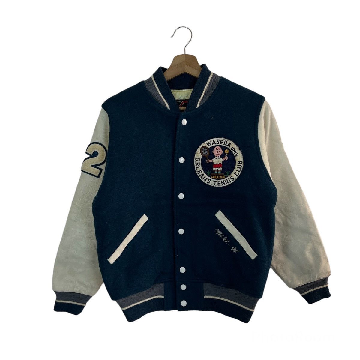 Japanese Brand VINTAGE VARSITY JACKET ORLEANS TENNIS CLUB LEATHER SLEEVE Size US S / EU 44-46 / 1 - 1 Thumbnail