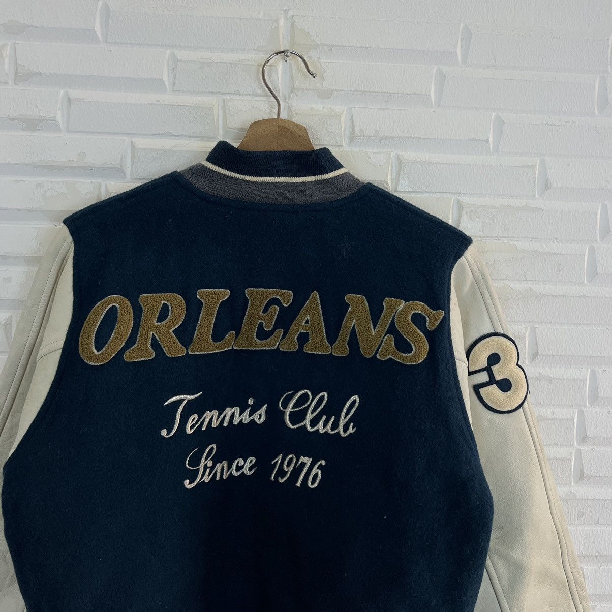 Japanese Brand VINTAGE VARSITY JACKET ORLEANS TENNIS CLUB LEATHER SLEEVE Size US S / EU 44-46 / 1 - 10 Thumbnail