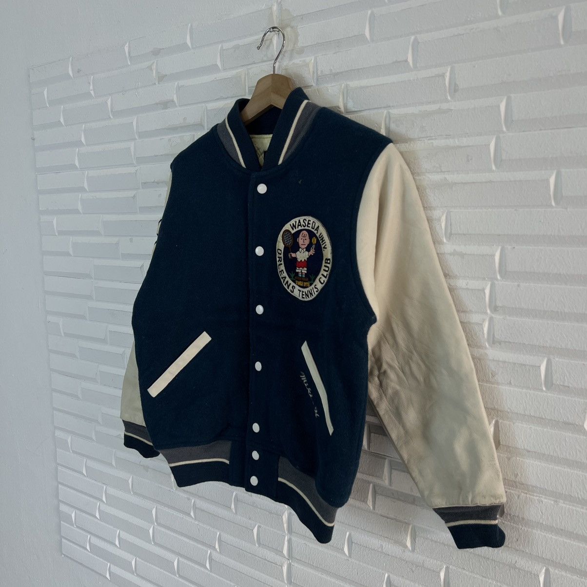 Japanese Brand VINTAGE VARSITY JACKET ORLEANS TENNIS CLUB LEATHER SLEEVE Size US S / EU 44-46 / 1 - 3 Thumbnail