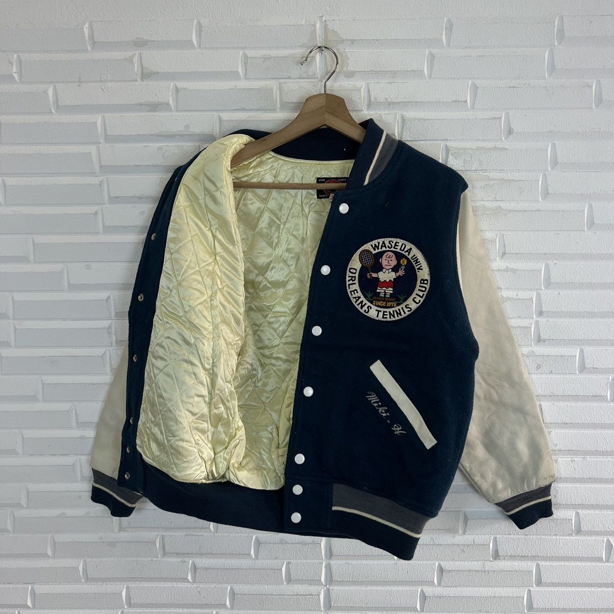 Japanese Brand VINTAGE VARSITY JACKET ORLEANS TENNIS CLUB LEATHER SLEEVE Size US S / EU 44-46 / 1 - 11 Thumbnail