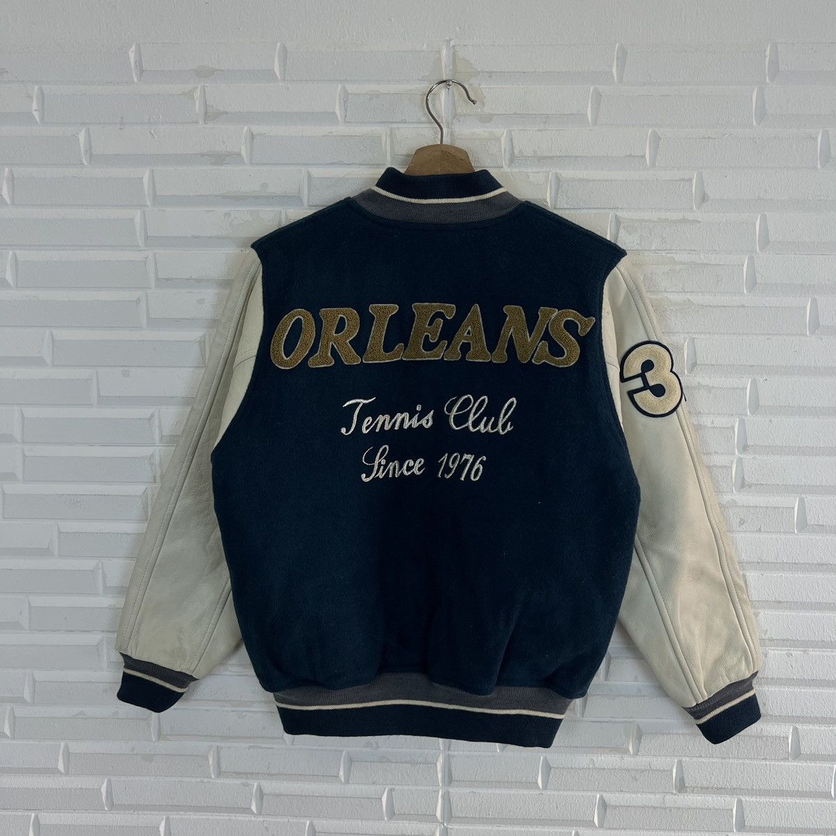 Japanese Brand VINTAGE VARSITY JACKET ORLEANS TENNIS CLUB LEATHER SLEEVE Size US S / EU 44-46 / 1 - 2 Thumbnail