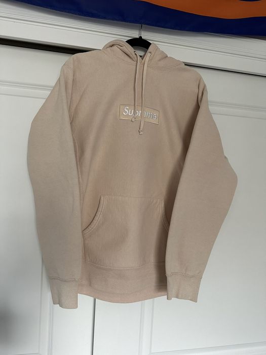 Supreme box store logo peach hoodie