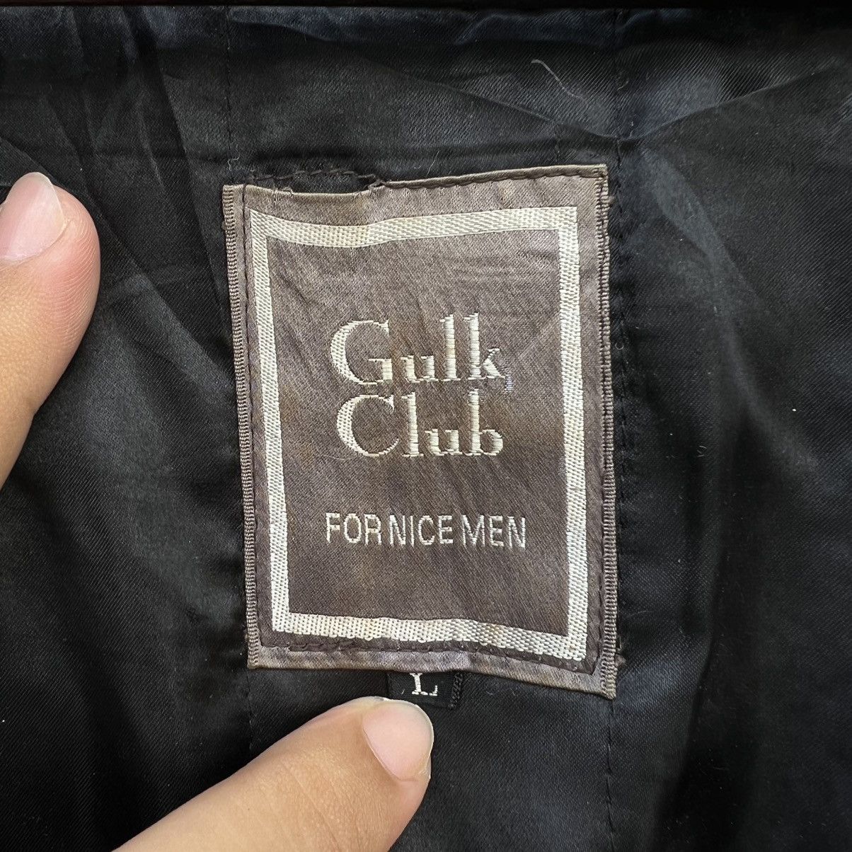Japanese Brand VINTAGE VARSITY JACKET GULK CLUB FOR MEN HERRINGBONE WOOL Size US L / EU 52-54 / 3 - 11 Thumbnail