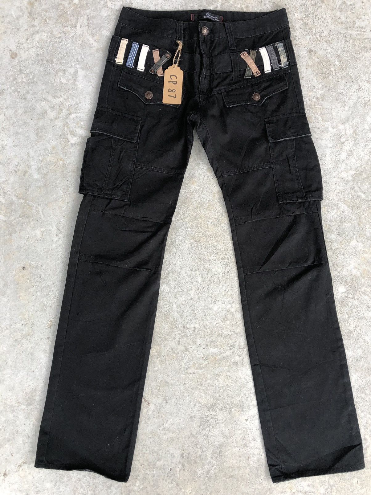 image of Seditionaries Dominate Handcrafted Double Waist Cargo Pants Multipocket in Black, Men's (Size 31)