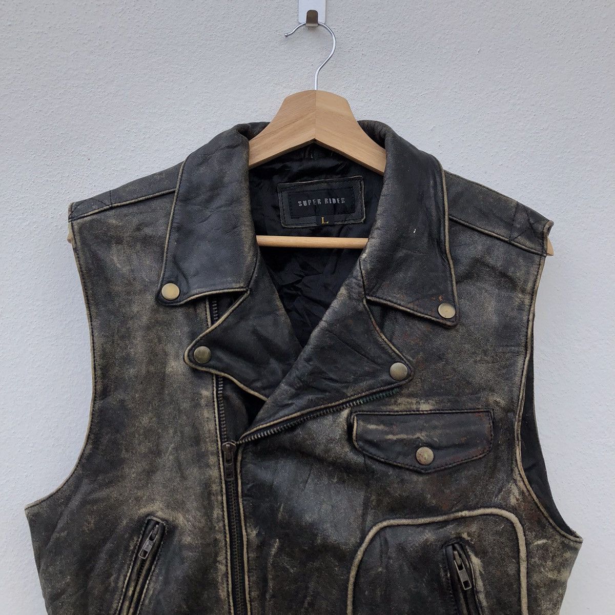 Japanese Brand TANK TOP LEATHER SUPER RIDER MILITARY COLLECTIONS Size US L / EU 52-54 / 3 - 3 Thumbnail