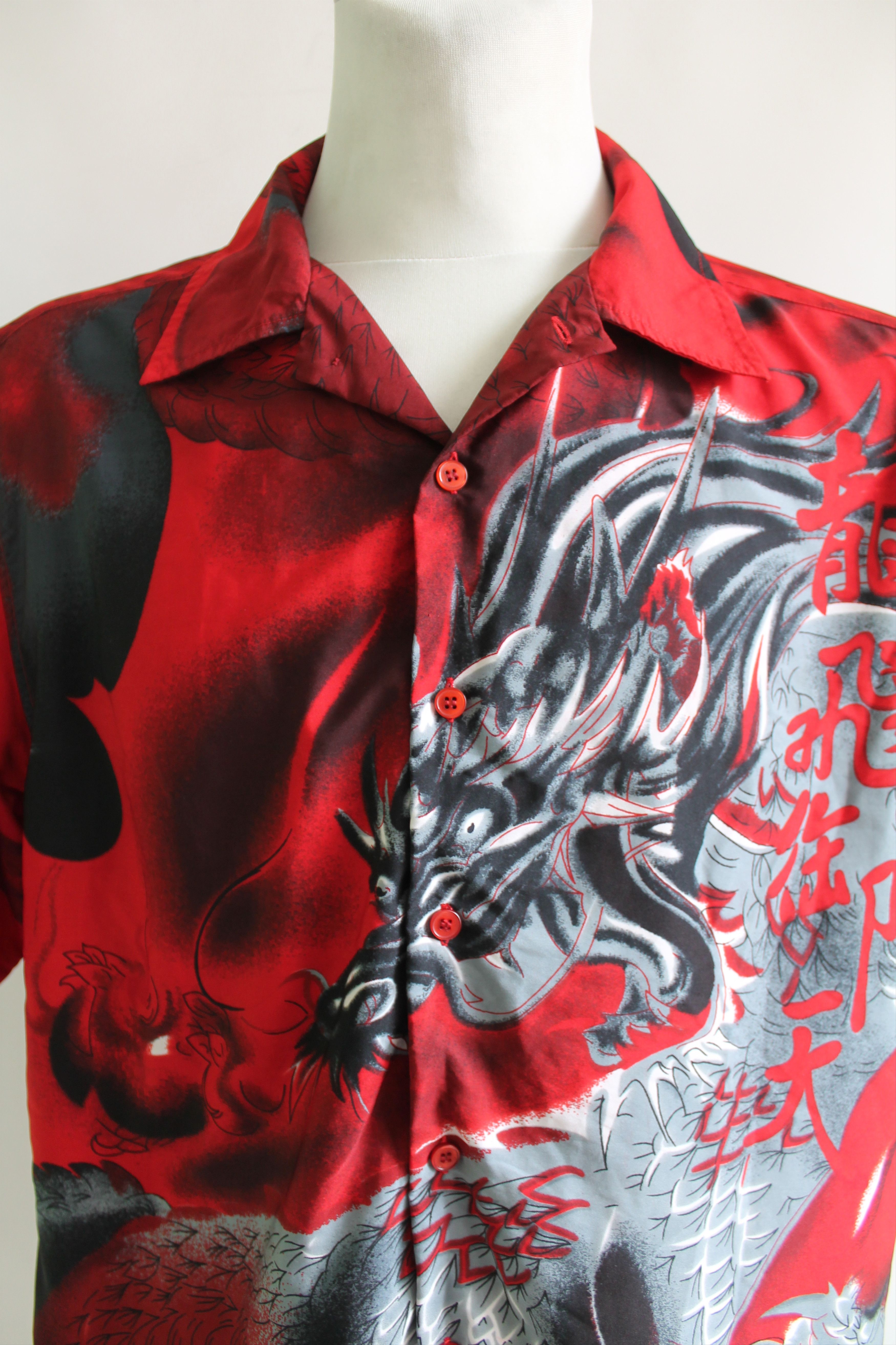 Japanese Brand Vintage Dragon Shirt red Crazy shirt japanese Size US M / EU 48-50 / 2 - 3 Thumbnail