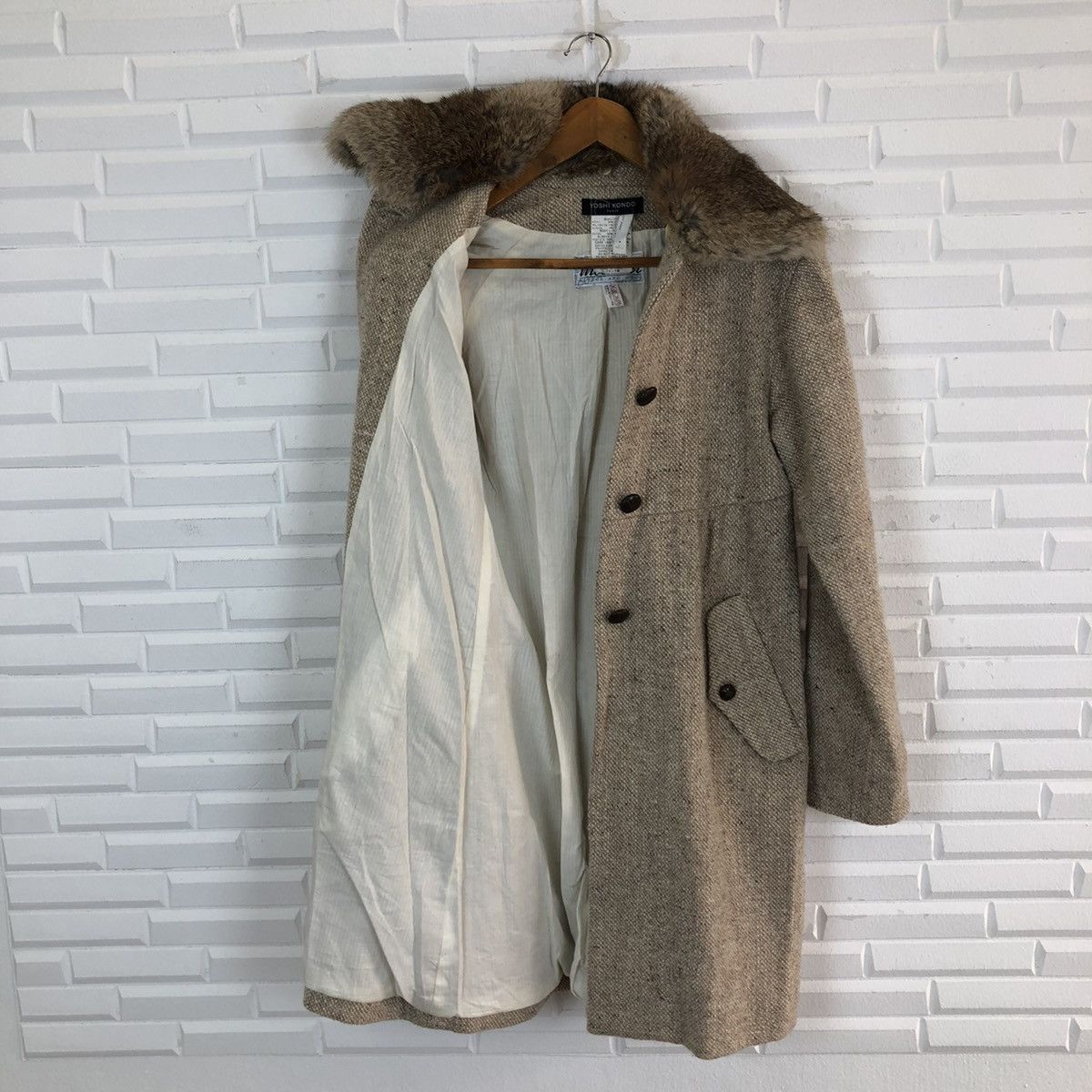 Japanese Brand RARE MINK FUR COLLAR LONG JACKET YOSHI KONDO PARIS FRANCE Size US S / EU 44-46 / 1 - 14 Thumbnail
