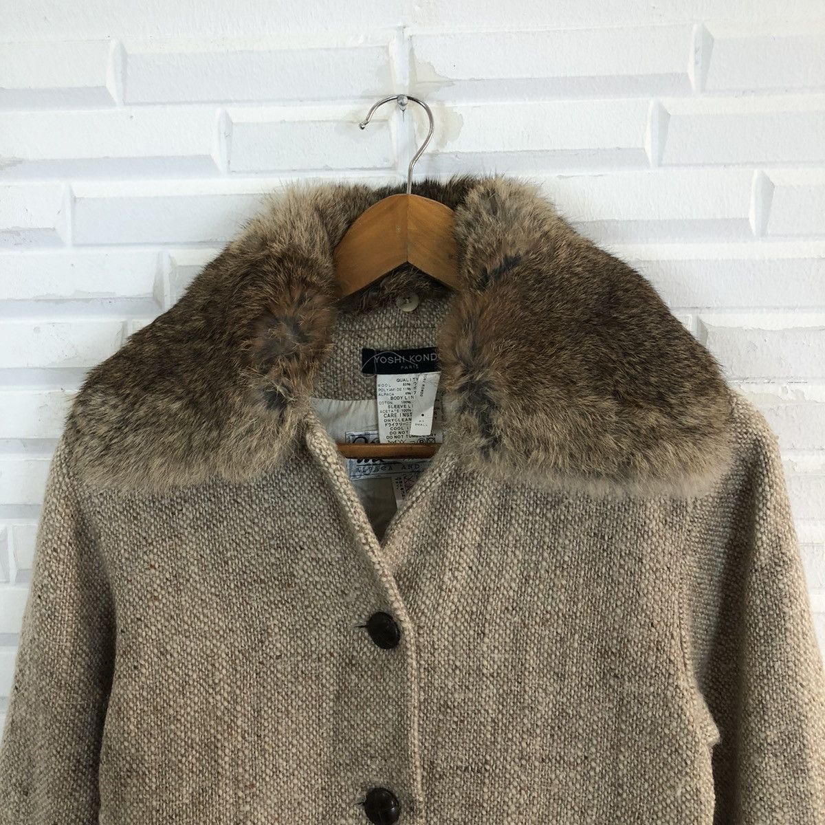 Japanese Brand RARE MINK FUR COLLAR LONG JACKET YOSHI KONDO PARIS FRANCE Size US S / EU 44-46 / 1 - 6 Thumbnail