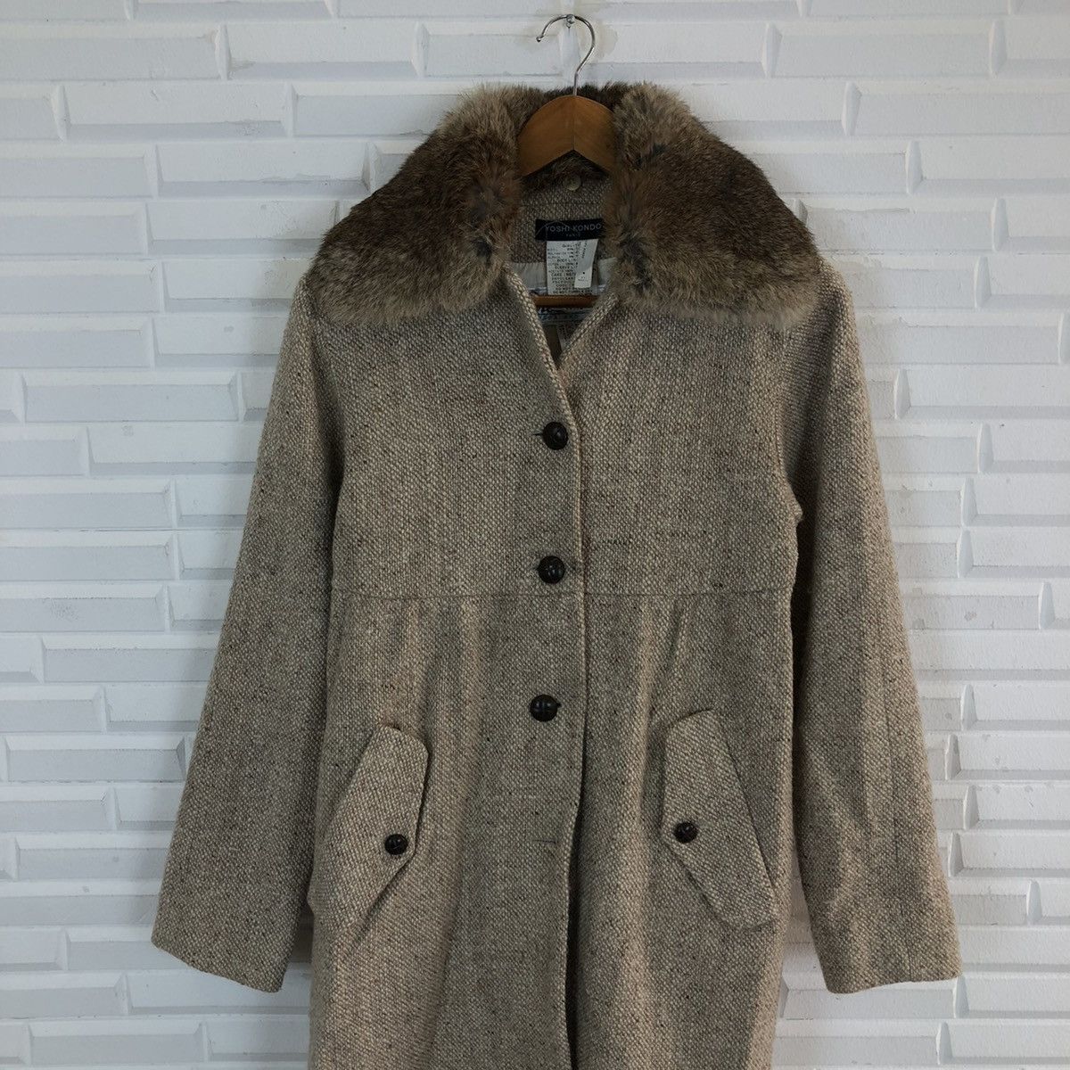 Japanese Brand RARE MINK FUR COLLAR LONG JACKET YOSHI KONDO PARIS FRANCE Size US S / EU 44-46 / 1 - 3 Thumbnail