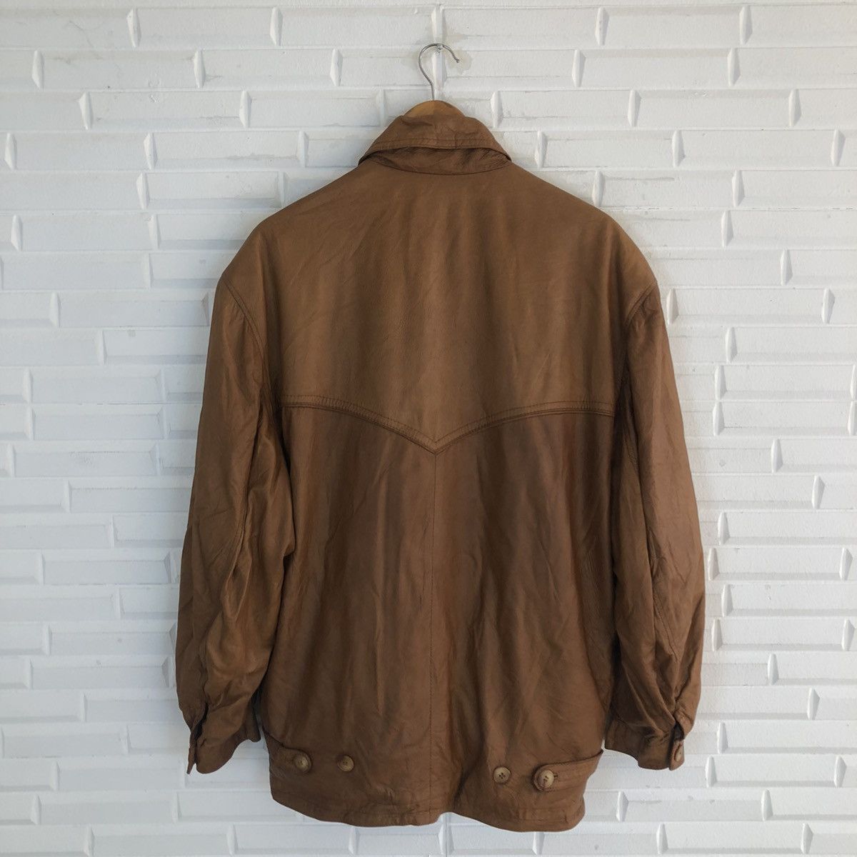Japanese Brand VINTAGE SOFT LEATHER CARGO JACKET RARE STRIPE LINING DESIGN Size US M / EU 48-50 / 2 - 8 Thumbnail