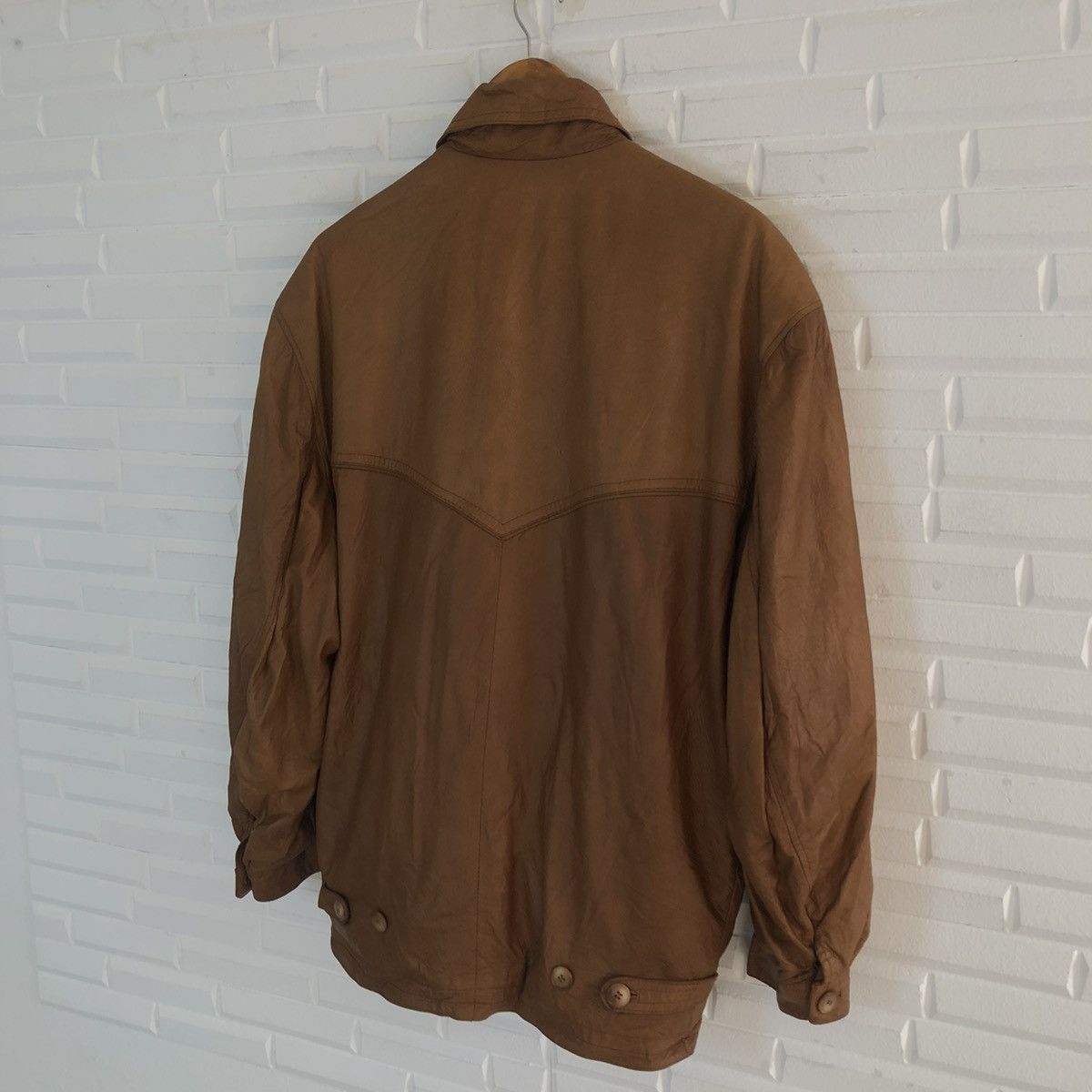 Japanese Brand VINTAGE SOFT LEATHER CARGO JACKET RARE STRIPE LINING DESIGN Size US M / EU 48-50 / 2 - 9 Thumbnail