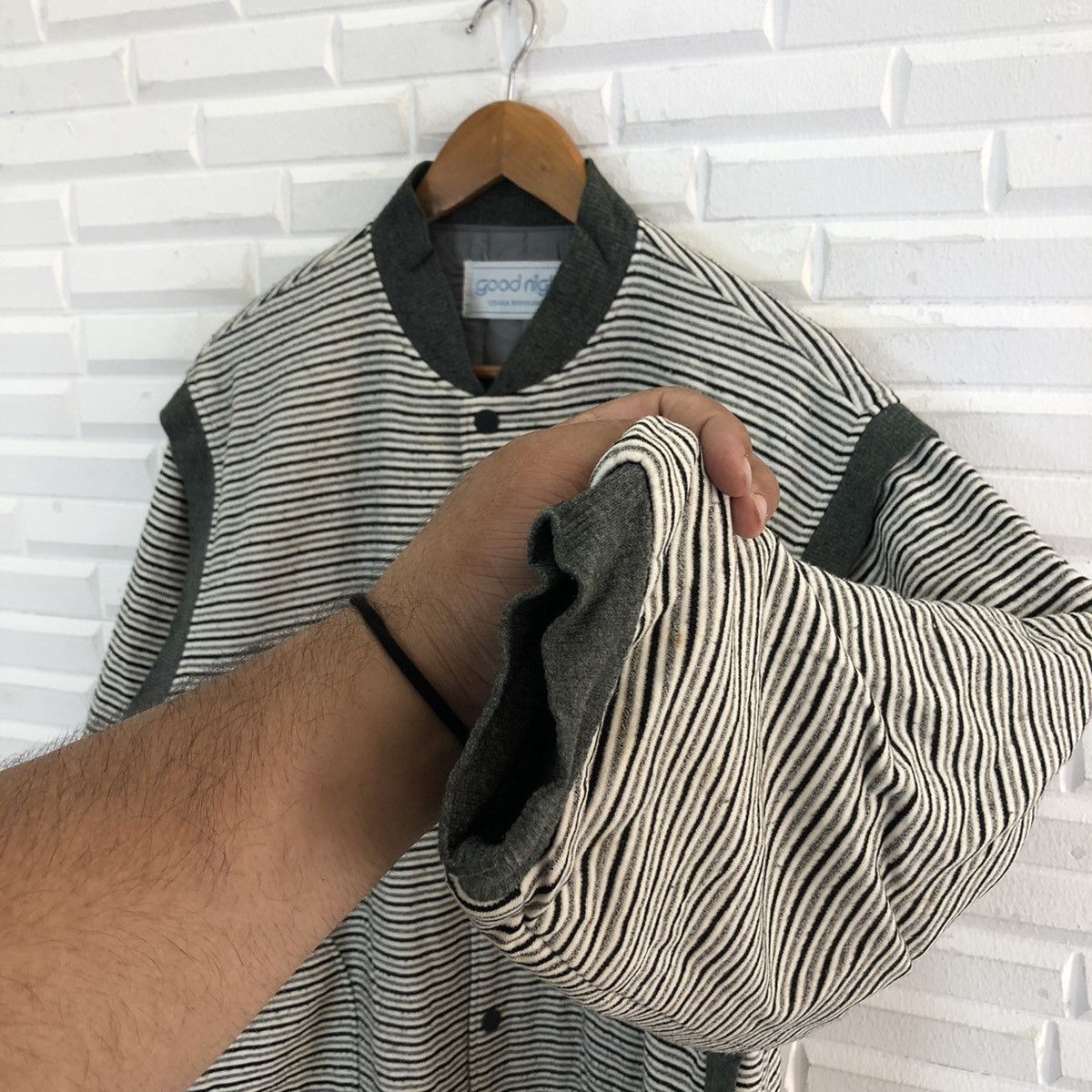 Japanese Brand VINTAGE GOOD NIGHT OSAKA NISHIKAWA STRIPED BOMBER JACKET Size US L / EU 52-54 / 3 - 7 Thumbnail