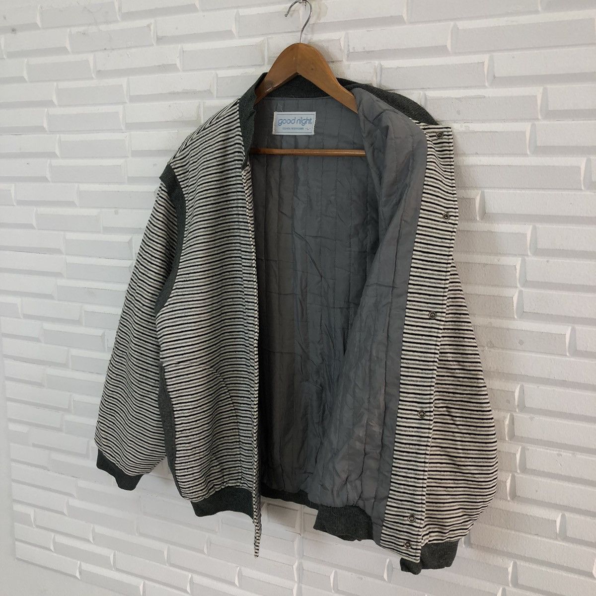 Japanese Brand VINTAGE GOOD NIGHT OSAKA NISHIKAWA STRIPED BOMBER JACKET Size US L / EU 52-54 / 3 - 11 Thumbnail