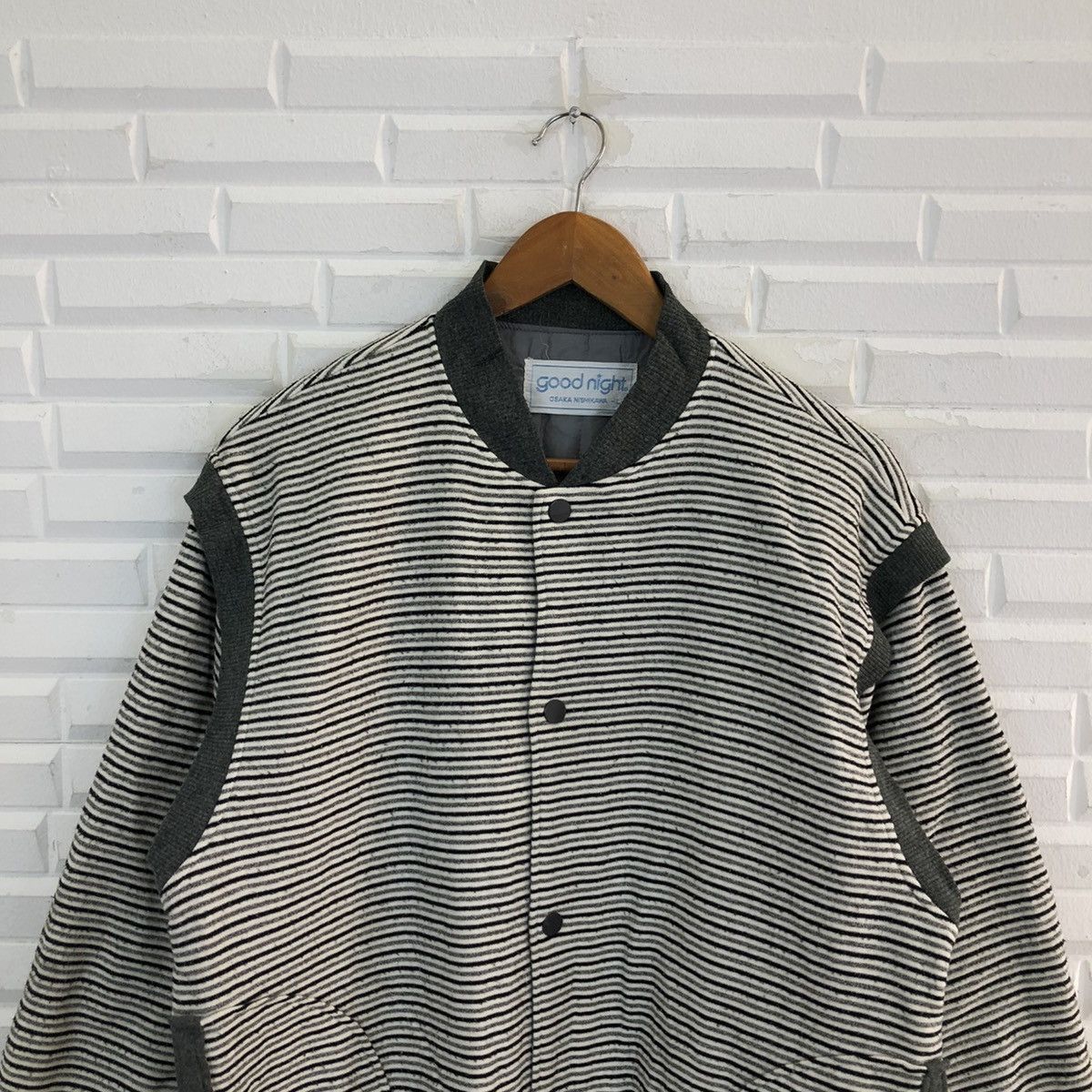 Japanese Brand VINTAGE GOOD NIGHT OSAKA NISHIKAWA STRIPED BOMBER JACKET Size US L / EU 52-54 / 3 - 3 Thumbnail