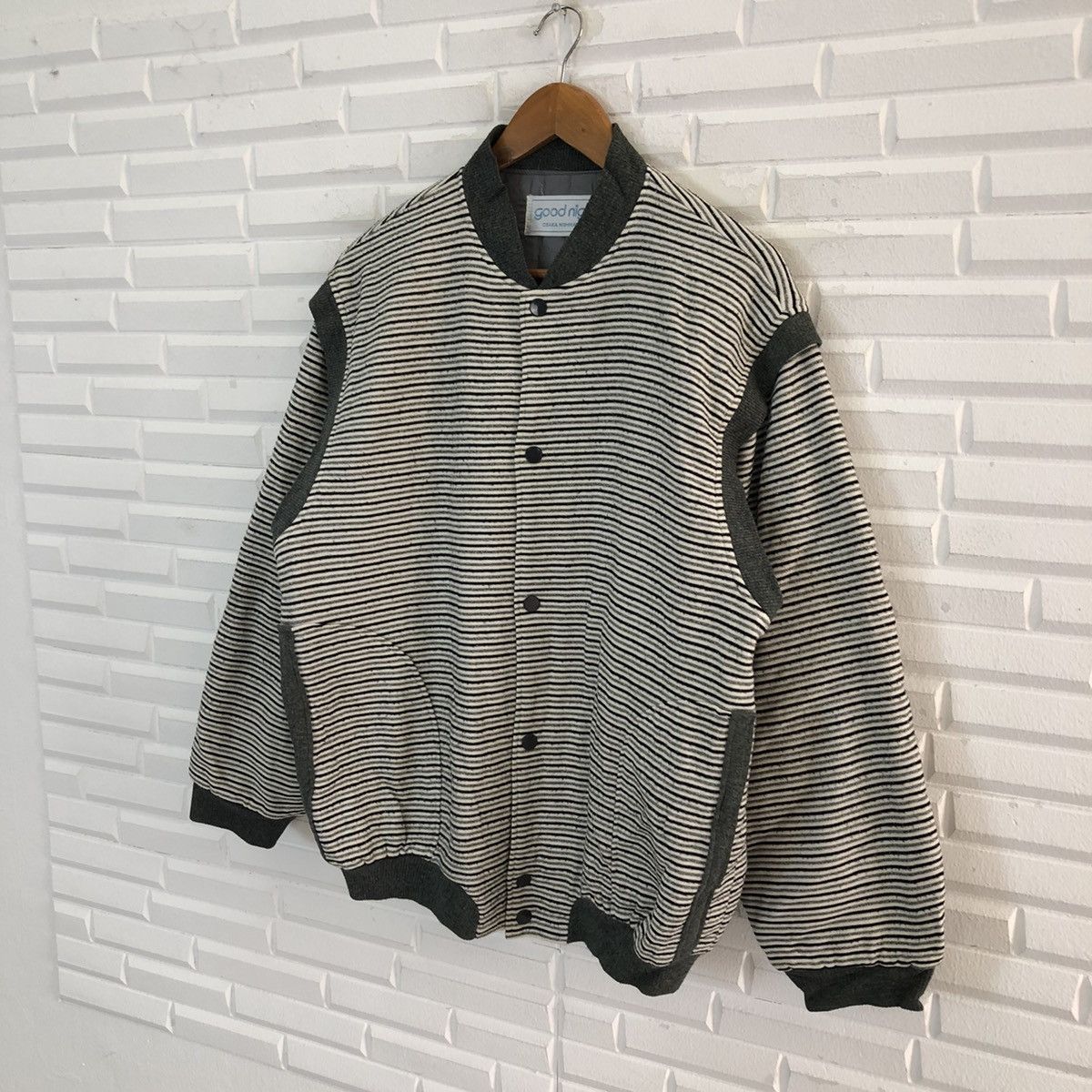 Japanese Brand VINTAGE GOOD NIGHT OSAKA NISHIKAWA STRIPED BOMBER JACKET Size US L / EU 52-54 / 3 - 2 Thumbnail