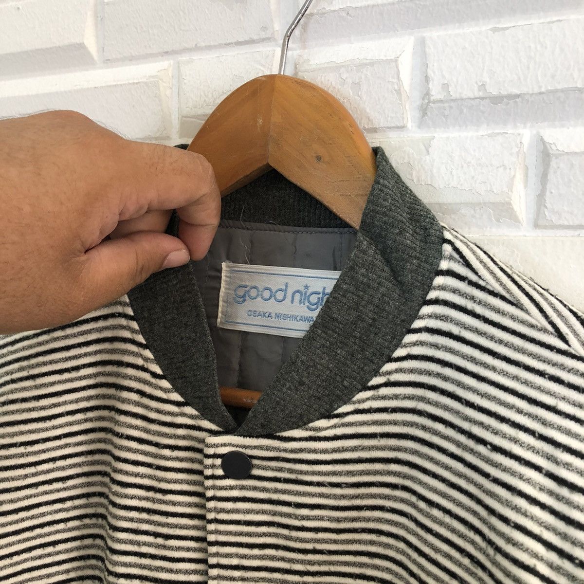 Japanese Brand VINTAGE GOOD NIGHT OSAKA NISHIKAWA STRIPED BOMBER JACKET Size US L / EU 52-54 / 3 - 6 Thumbnail