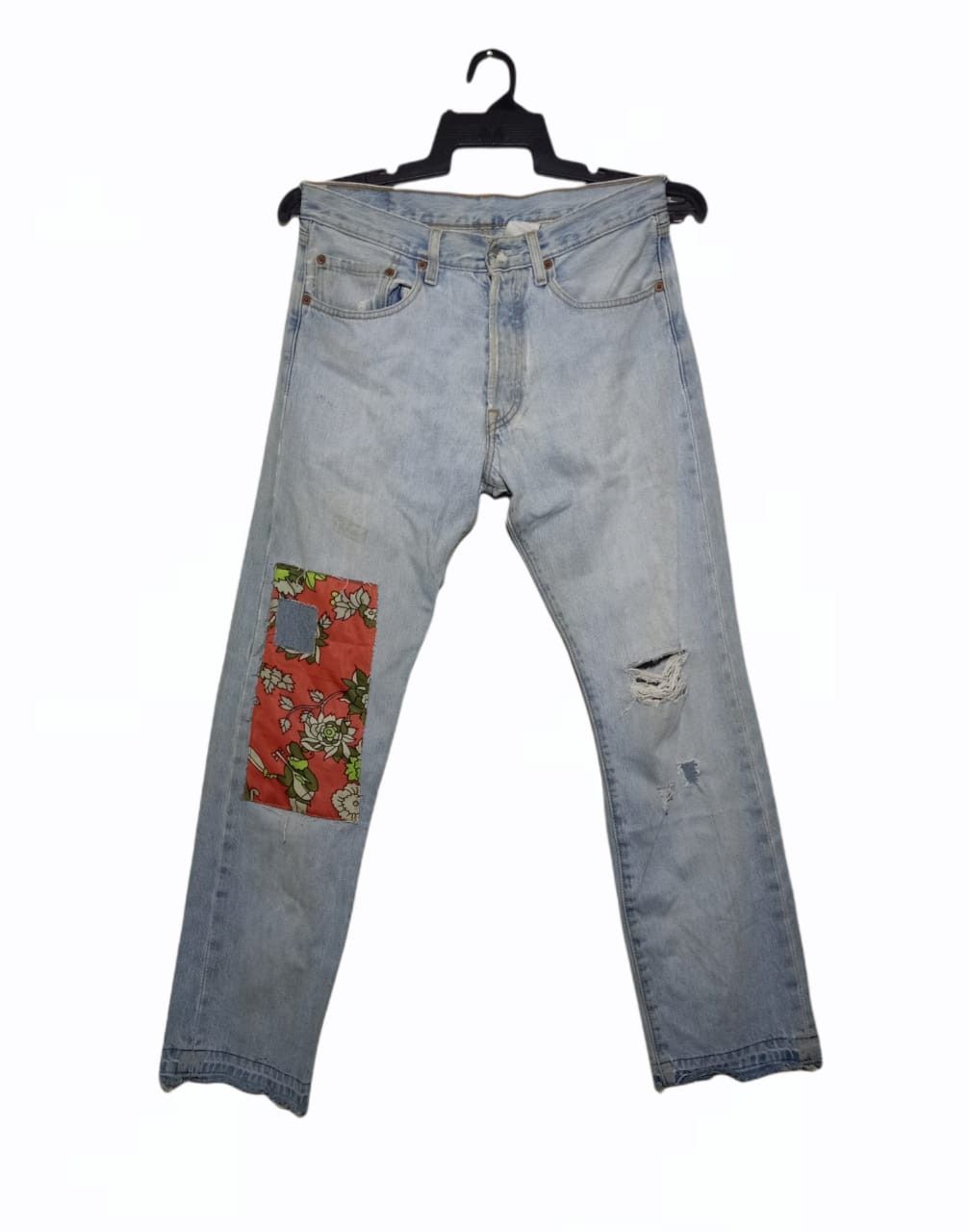 Vintage Reworked Distressed Levis 501 Patchwork Jeans