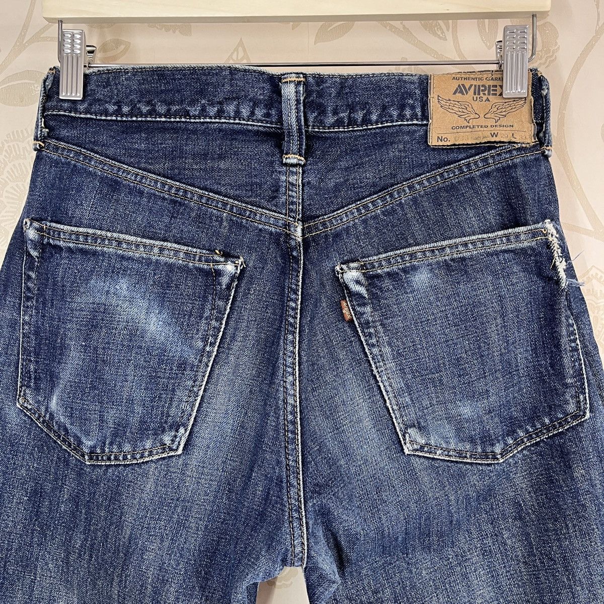 Alpha Industries Ripped Leg Avirex USA Denim Jeans Made In Japan Size US 29 - 22 Thumbnail