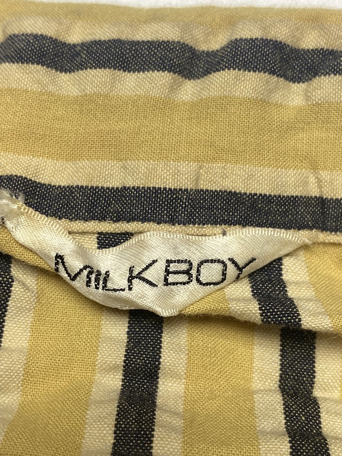 20471120 1980s Milkboy - Stripped Wrinkle Shirt Size US L / EU 52-54 / 3 - 4 Thumbnail