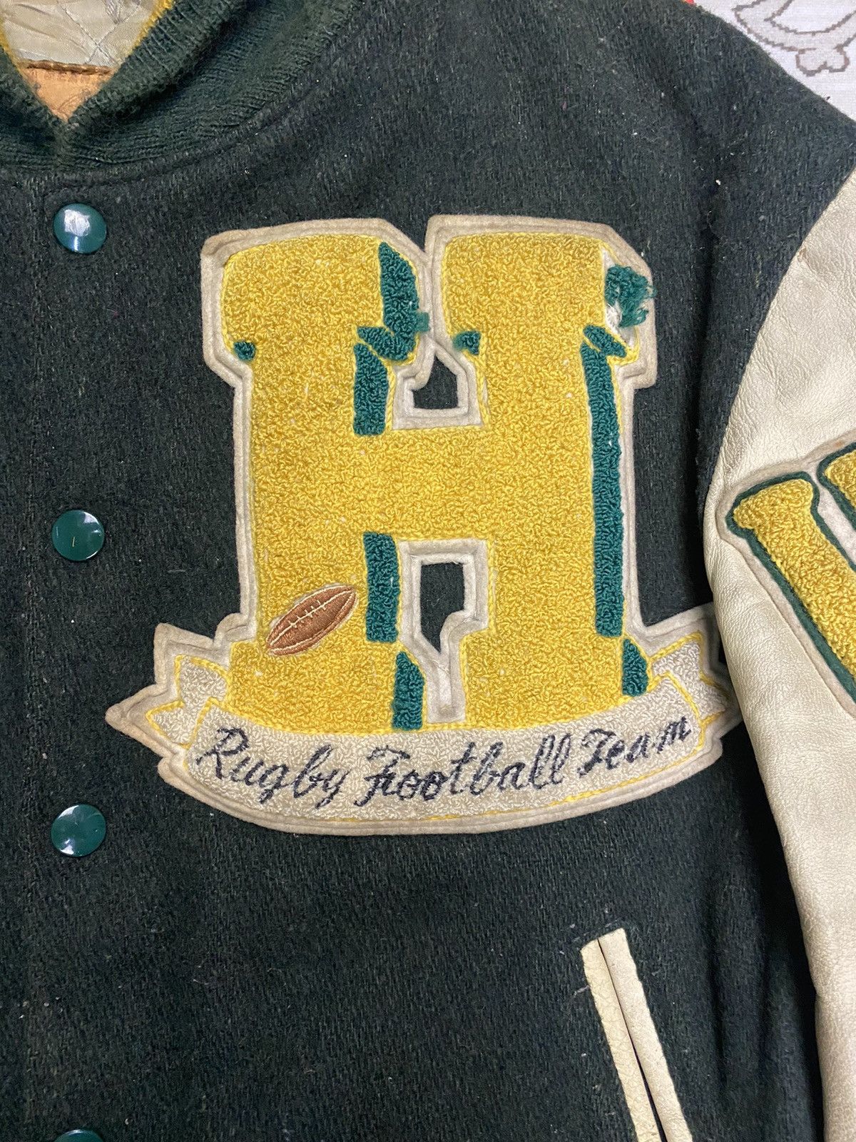 Golden Bear × Vintage Vintage '87 Golden Bear Varsity Jacket Leather Sleeves Size US M / EU 48-50 / 2 - 6 Thumbnail