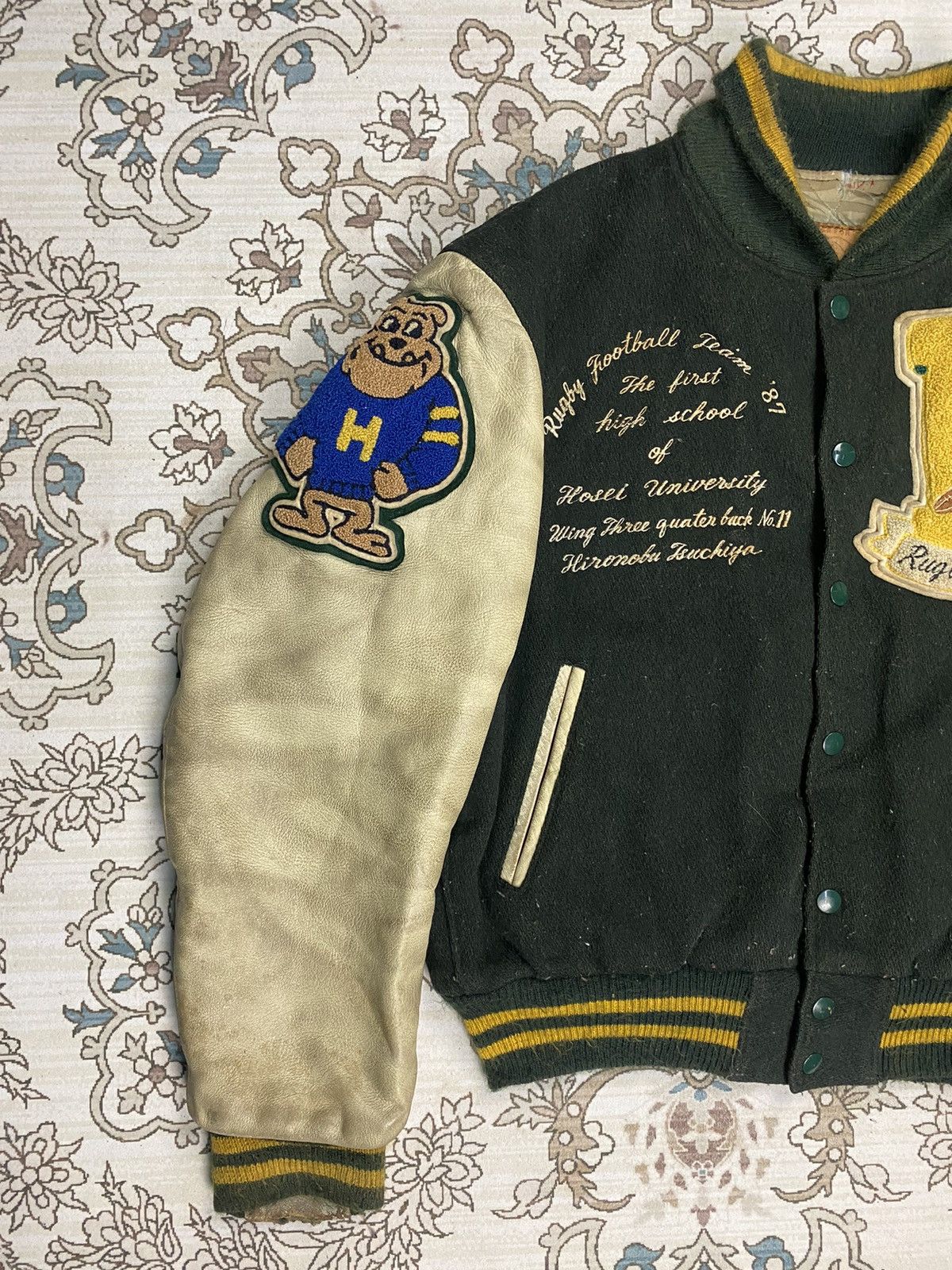 Golden Bear × Vintage Vintage '87 Golden Bear Varsity Jacket Leather Sleeves Size US M / EU 48-50 / 2 - 3 Thumbnail