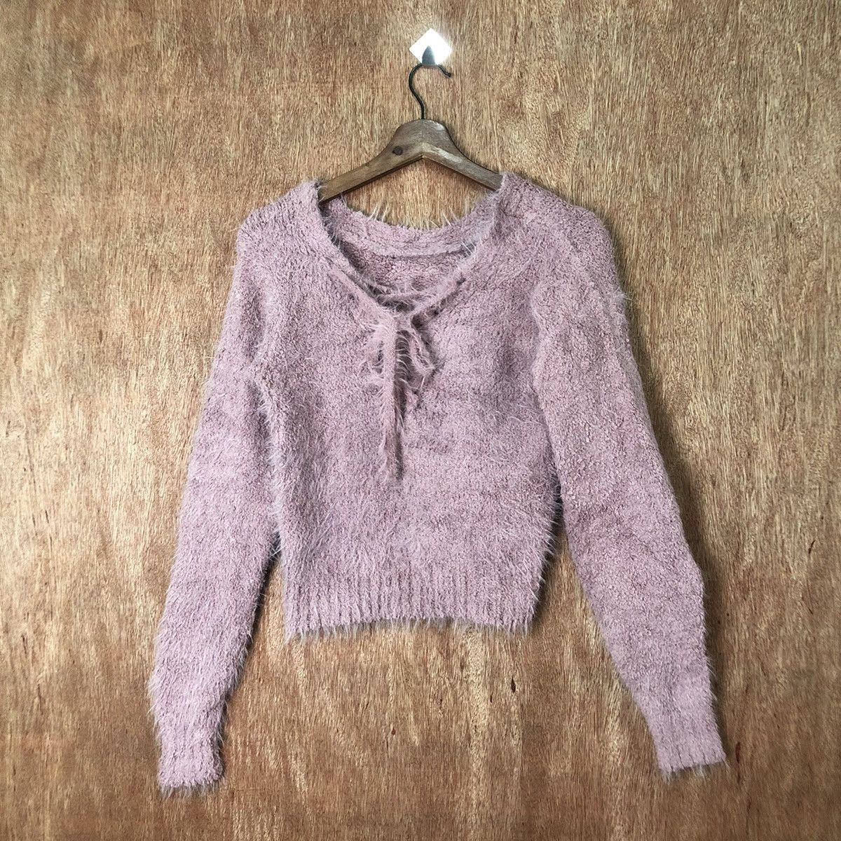Spiral Purple crop top Shag Shaggy Fur Mohair Knitwear#6538