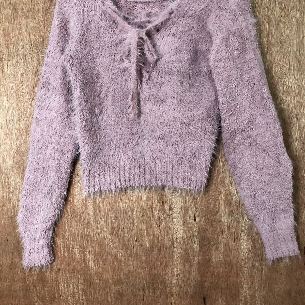 Japanese Brand Spiral Purple crop top Shag Shaggy Fur Mohair Knitwear#6538 Size M / US 6-8 / IT 42-44 - 3 Thumbnail