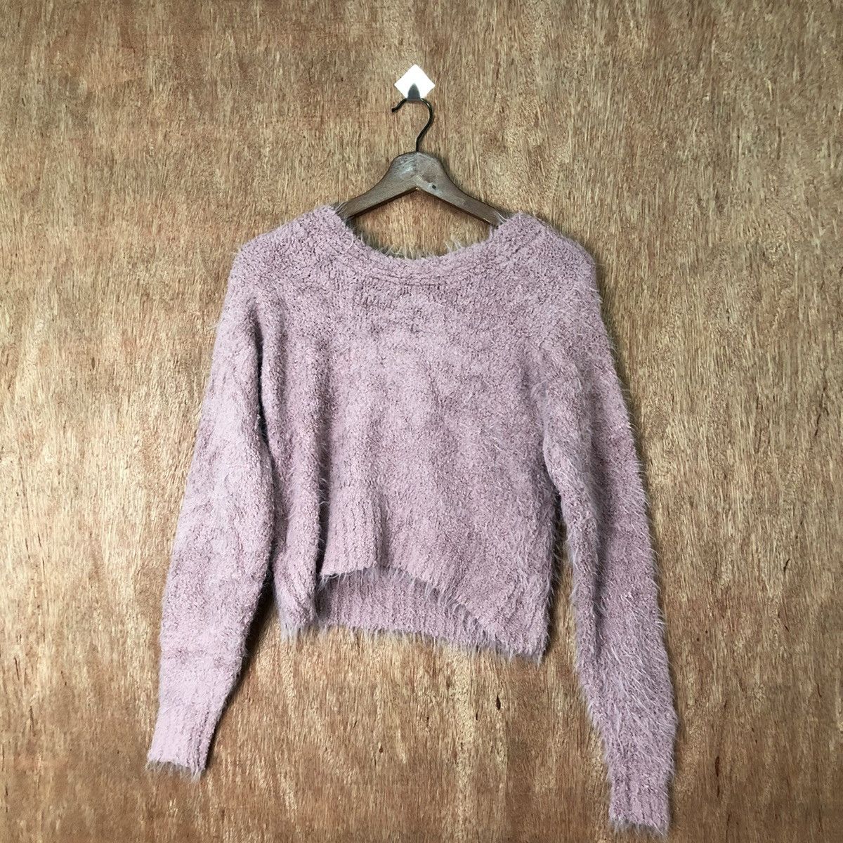 Japanese Brand Spiral Purple crop top Shag Shaggy Fur Mohair Knitwear#6538 Size M / US 6-8 / IT 42-44 - 9 Thumbnail