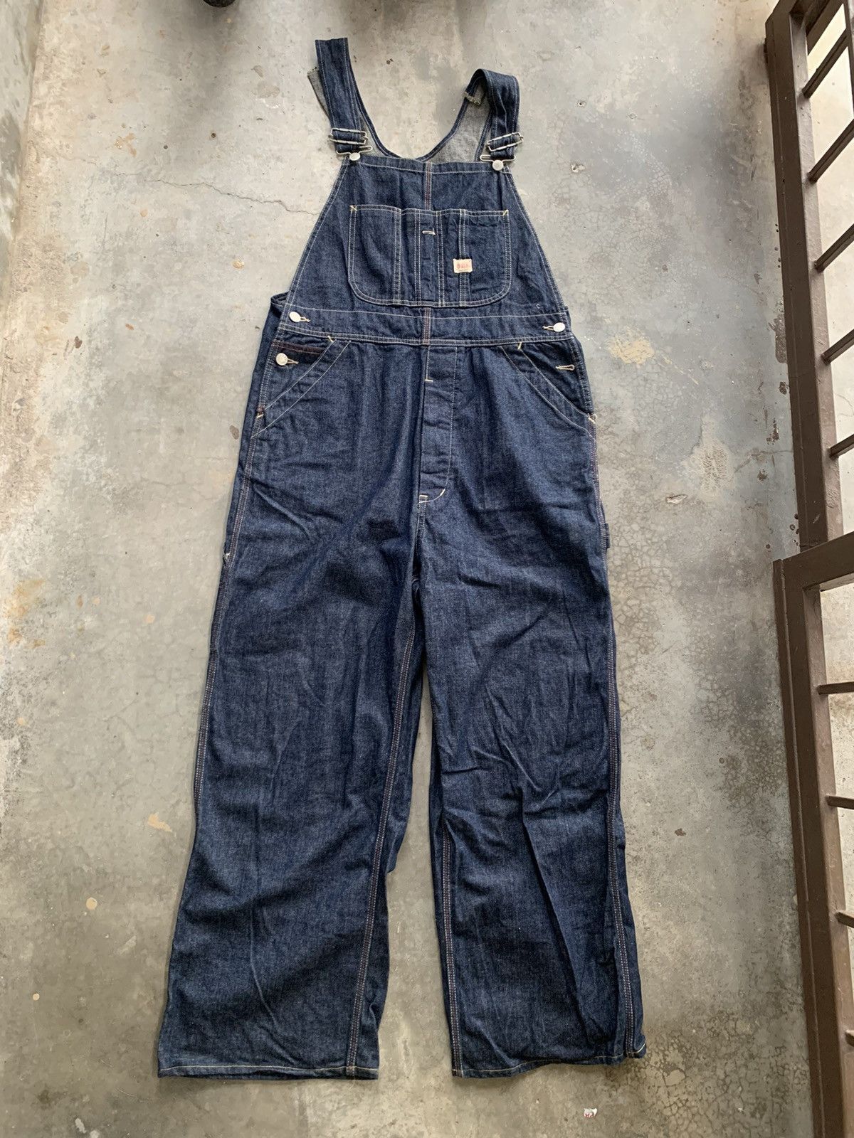 Indigo Japanese Brand DRS Carpenter Overall High Back work Denim Size US 35 - 1 Thumbnail