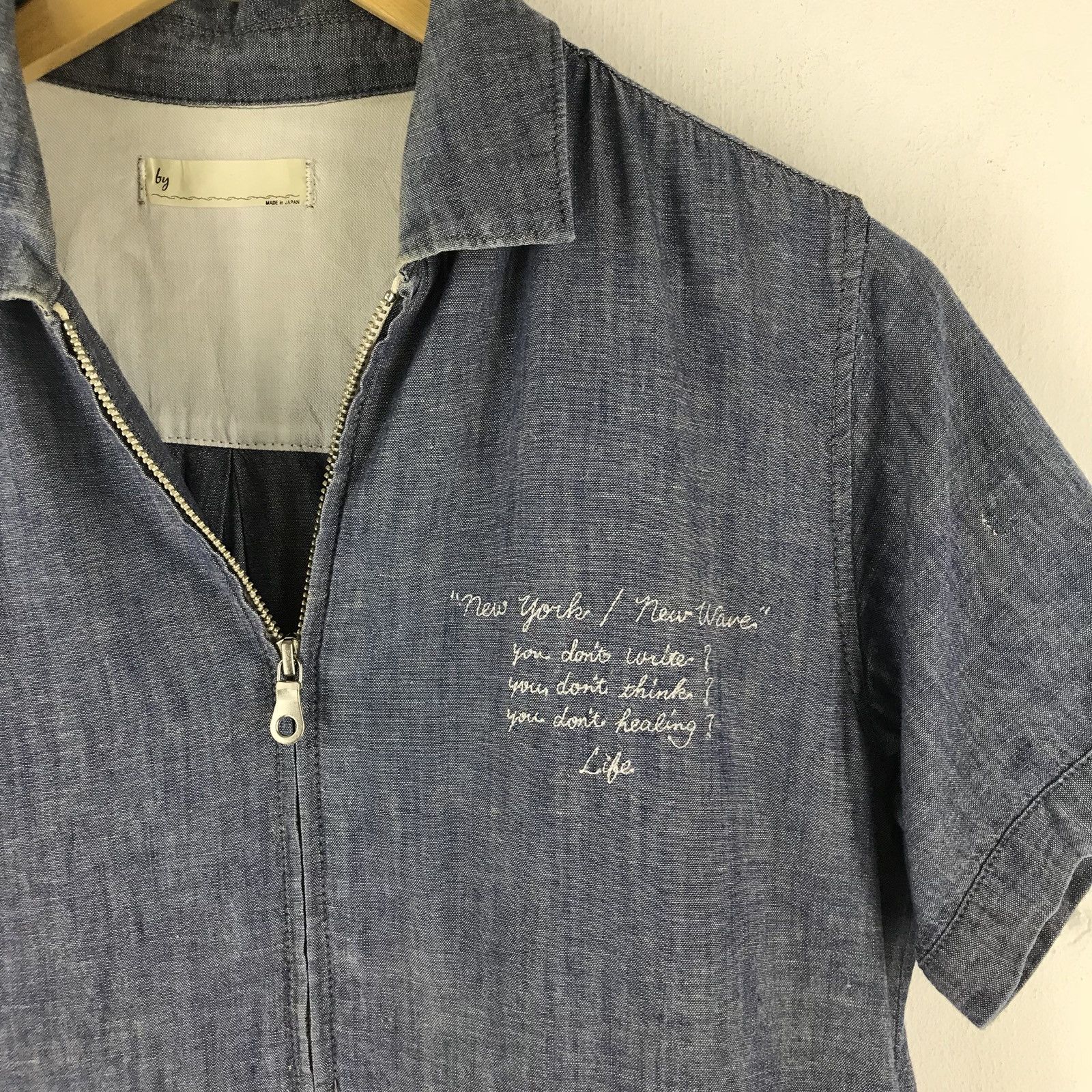 Japanese Brand By Made In Japan New York/new Wave Cambray Zip Up Shirt Size US S / EU 44-46 / 1 - 4 Thumbnail