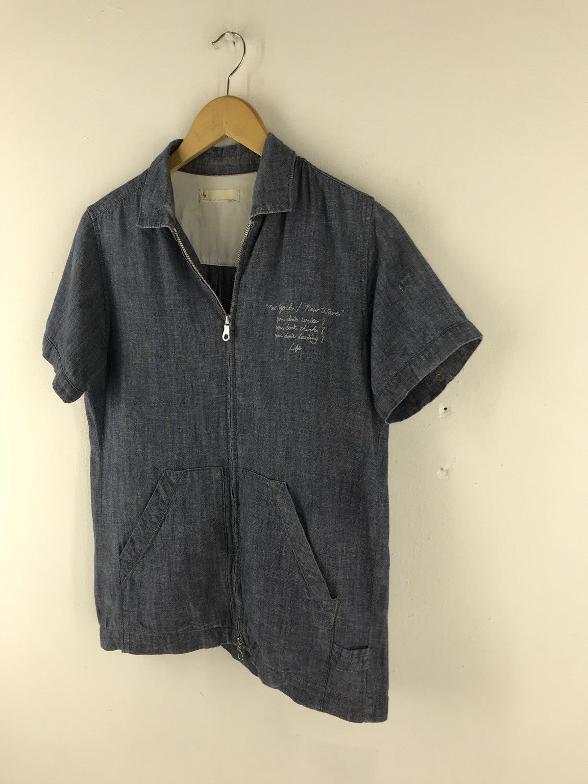 Japanese Brand By Made In Japan New York/new Wave Cambray Zip Up Shirt Size US S / EU 44-46 / 1 - 2 Thumbnail