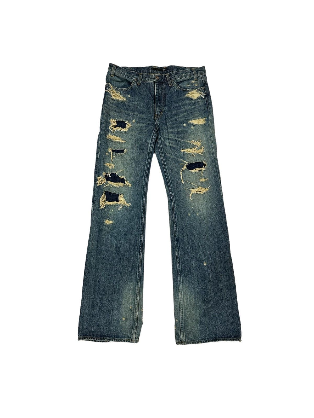 Japanese Brand 💥BEST OFFER💥VARDE77 🇯🇵 Remakes Distressed Flare Jeans Size US 32 / EU 48 - 2 Thumbnail