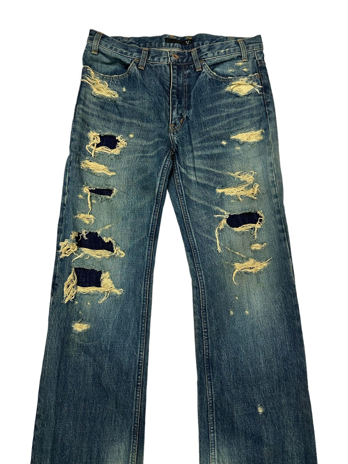Japanese Brand 💥BEST OFFER💥VARDE77 🇯🇵 Remakes Distressed Flare Jeans Size US 32 / EU 48 - 5 Thumbnail
