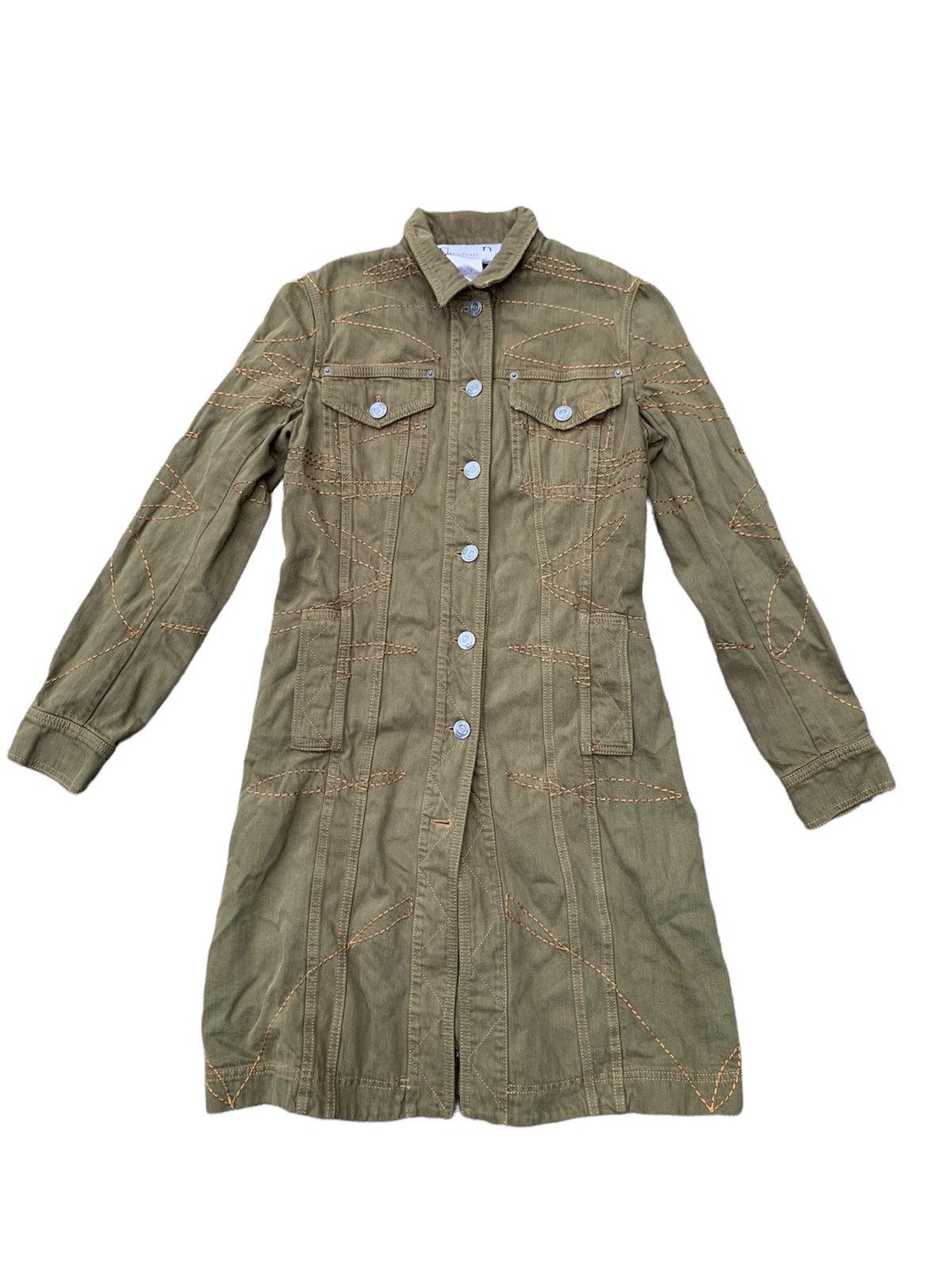 image of Dior Aw Trench Style Denim Jacket Made Italy in Green, Women's (Size Medium)