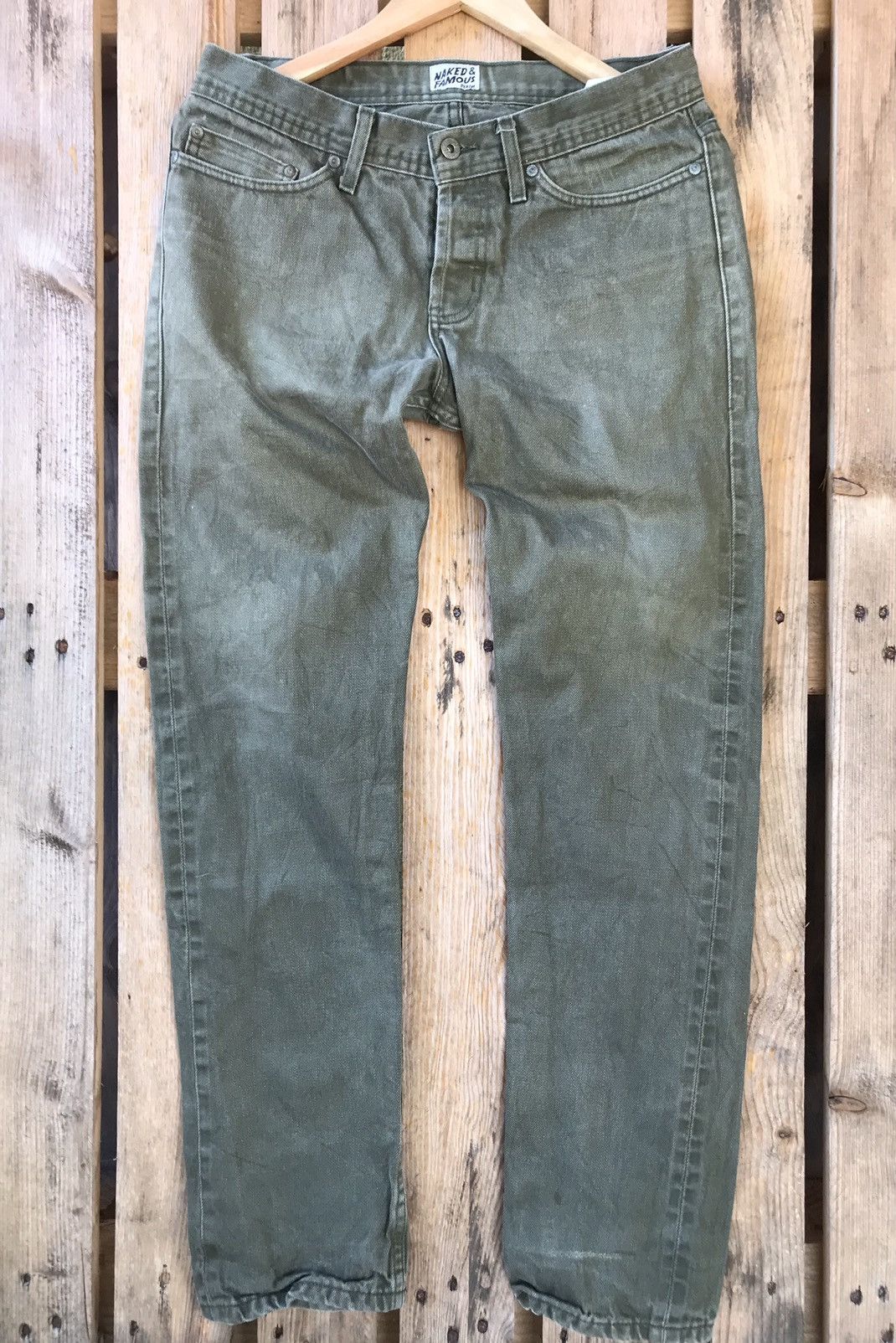 Naked & Famous Naked & Famous WeirdGuy Green Selvedge Chino Jeans Size US 32 / EU 48 - 3 Thumbnail