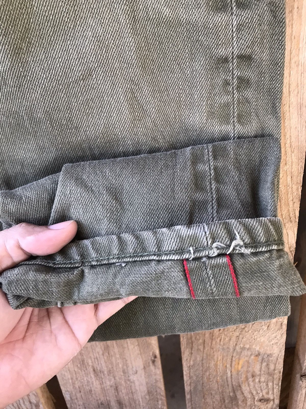 Naked & Famous Naked & Famous WeirdGuy Green Selvedge Chino Jeans Size US 32 / EU 48 - 11 Thumbnail