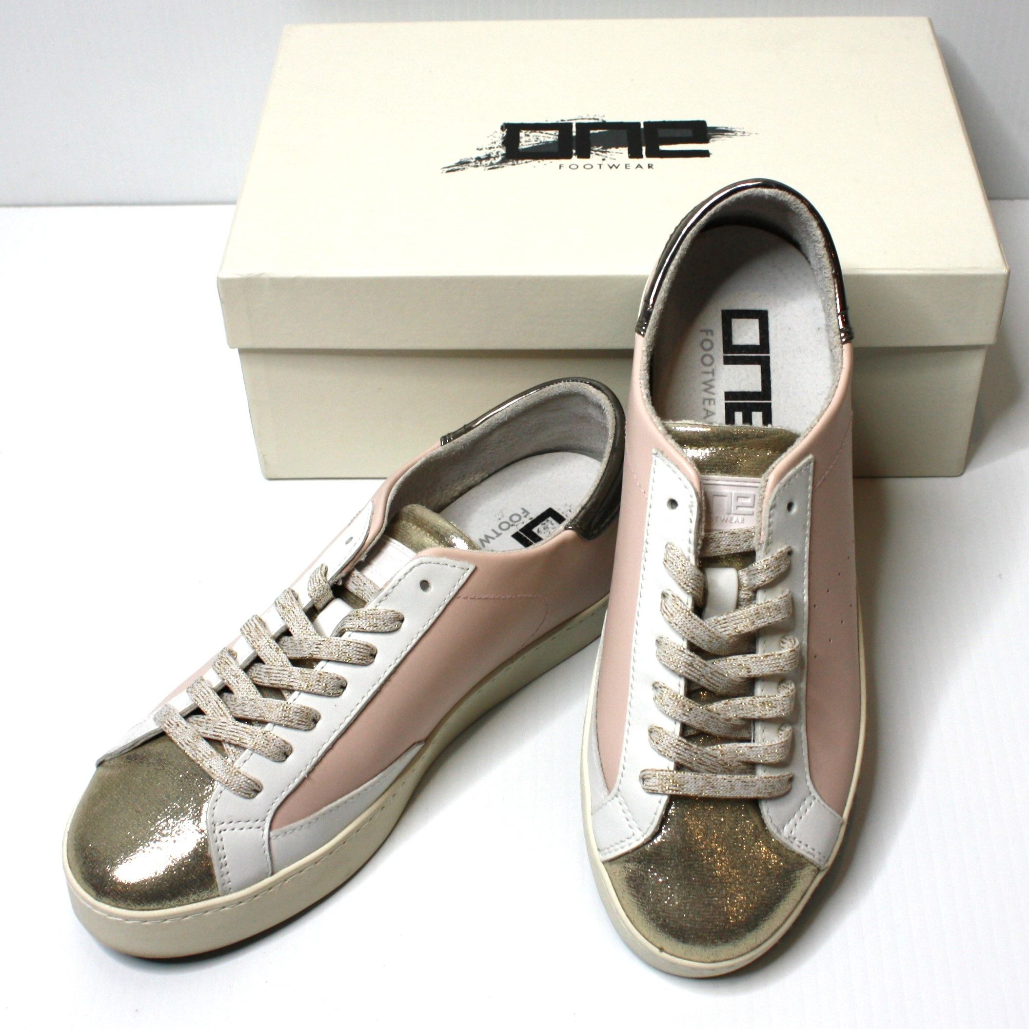 One Footwear Light Pink & Metallic Sari Sneakers Shoes