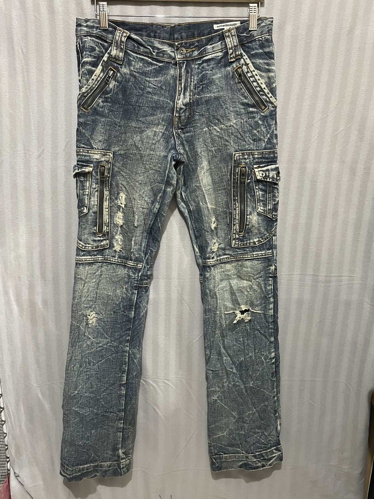 Seditionaries Rare Distressed Multi Zipper & Pockets Semantic Design Jeans Size US 33 - 2 Thumbnail