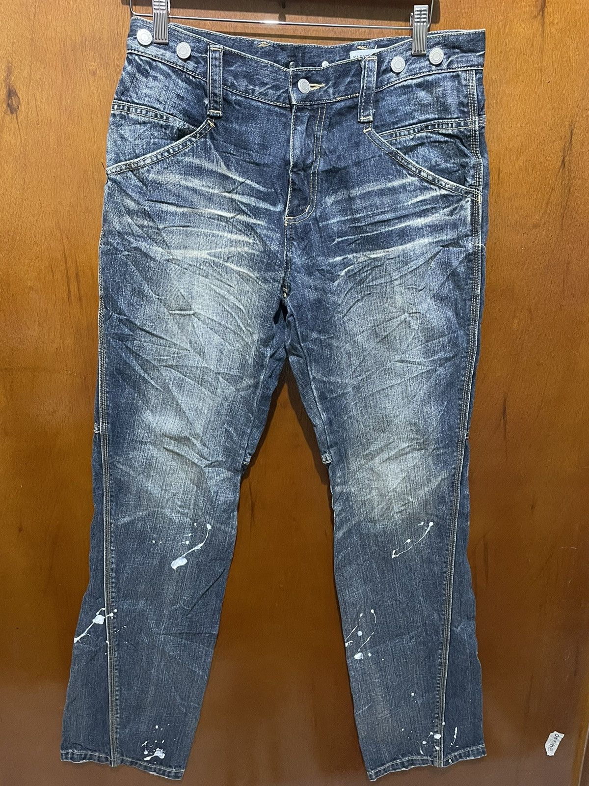 If Six Was Nine Rare Klein Plus Homme Distressed Painted Jeans Size US 34 / EU 50 - 1 Thumbnail